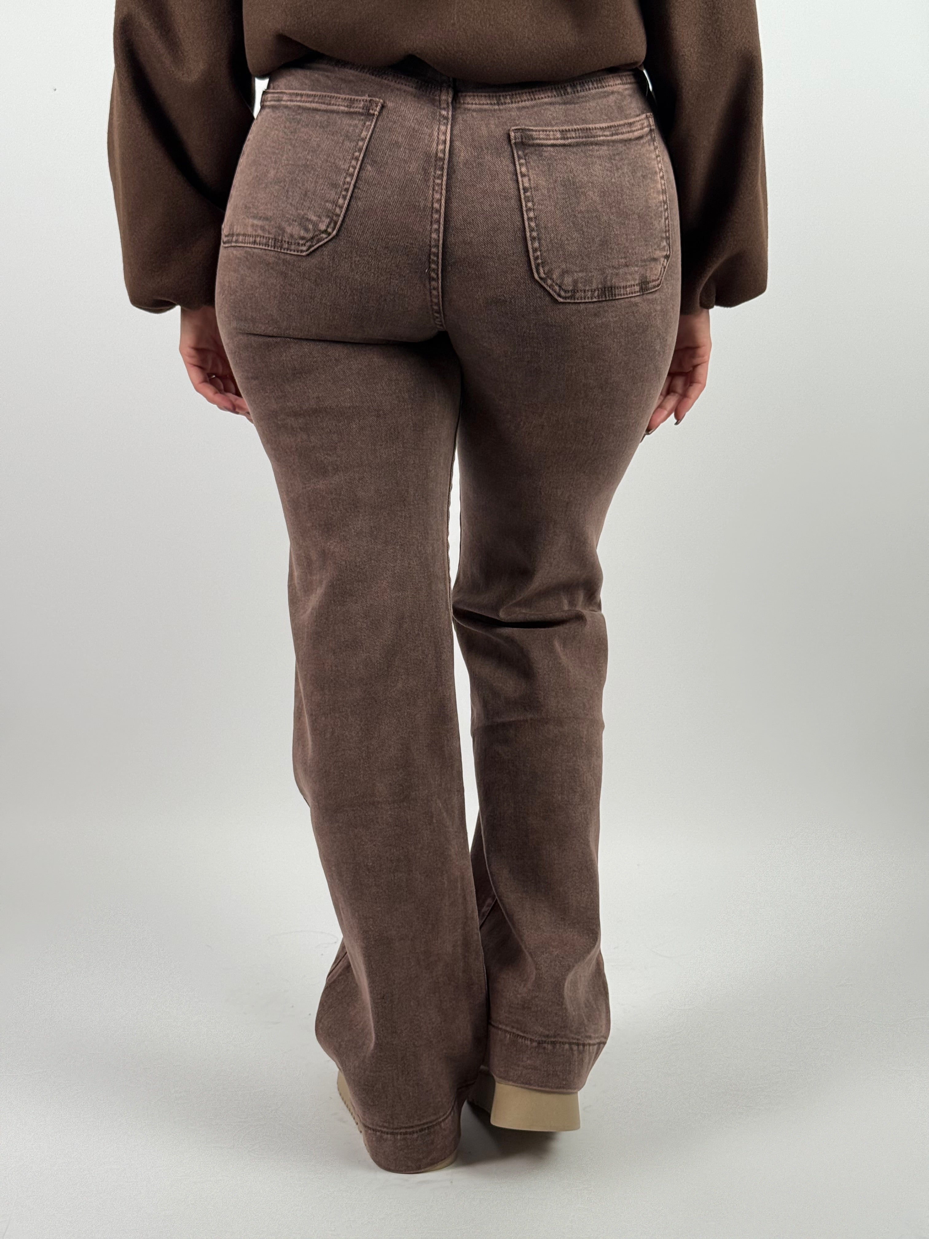 Jeans Y 6695 Pocket Wide Leg Bruin