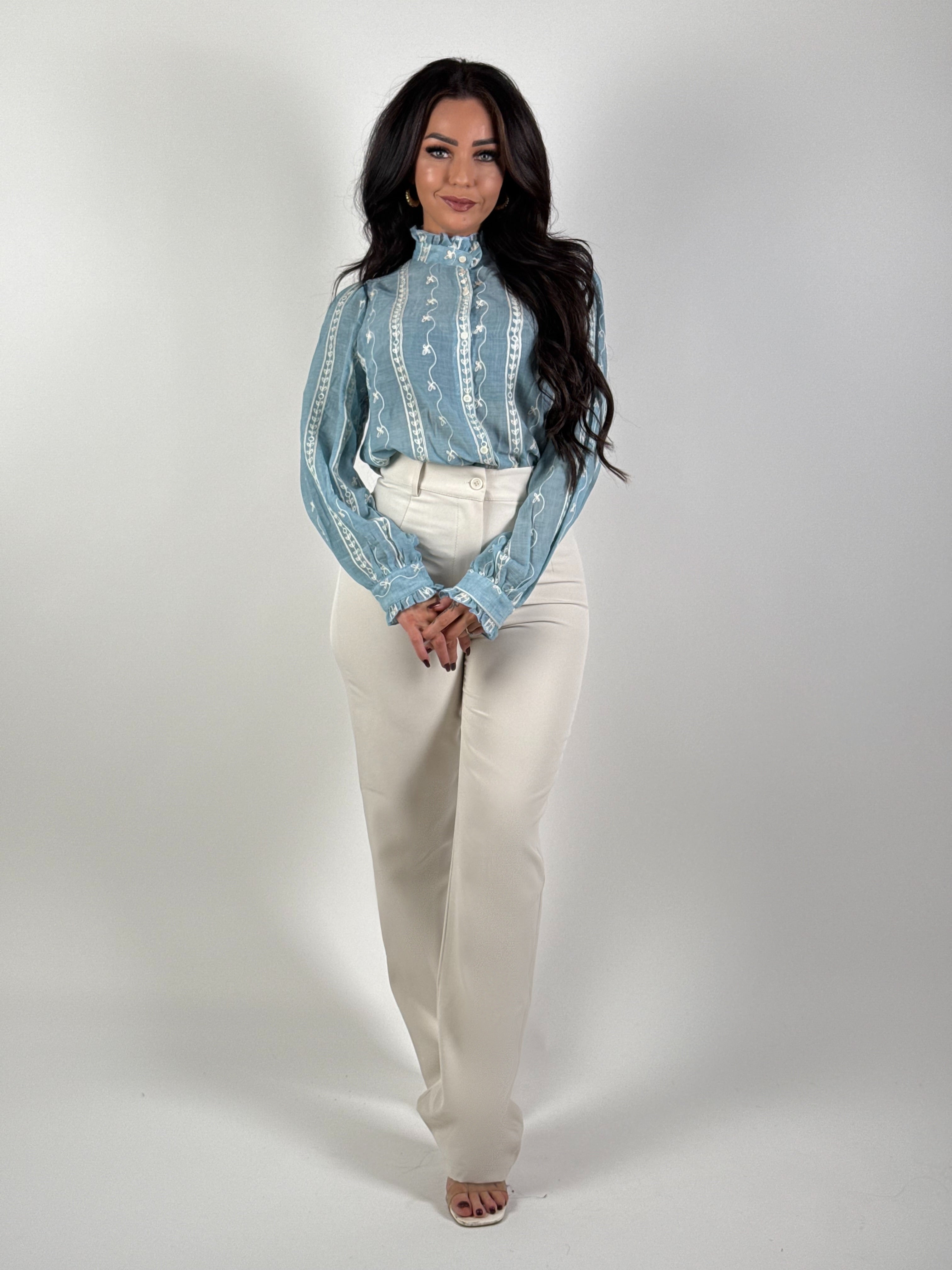 Blouse Broderie 826 Blauw