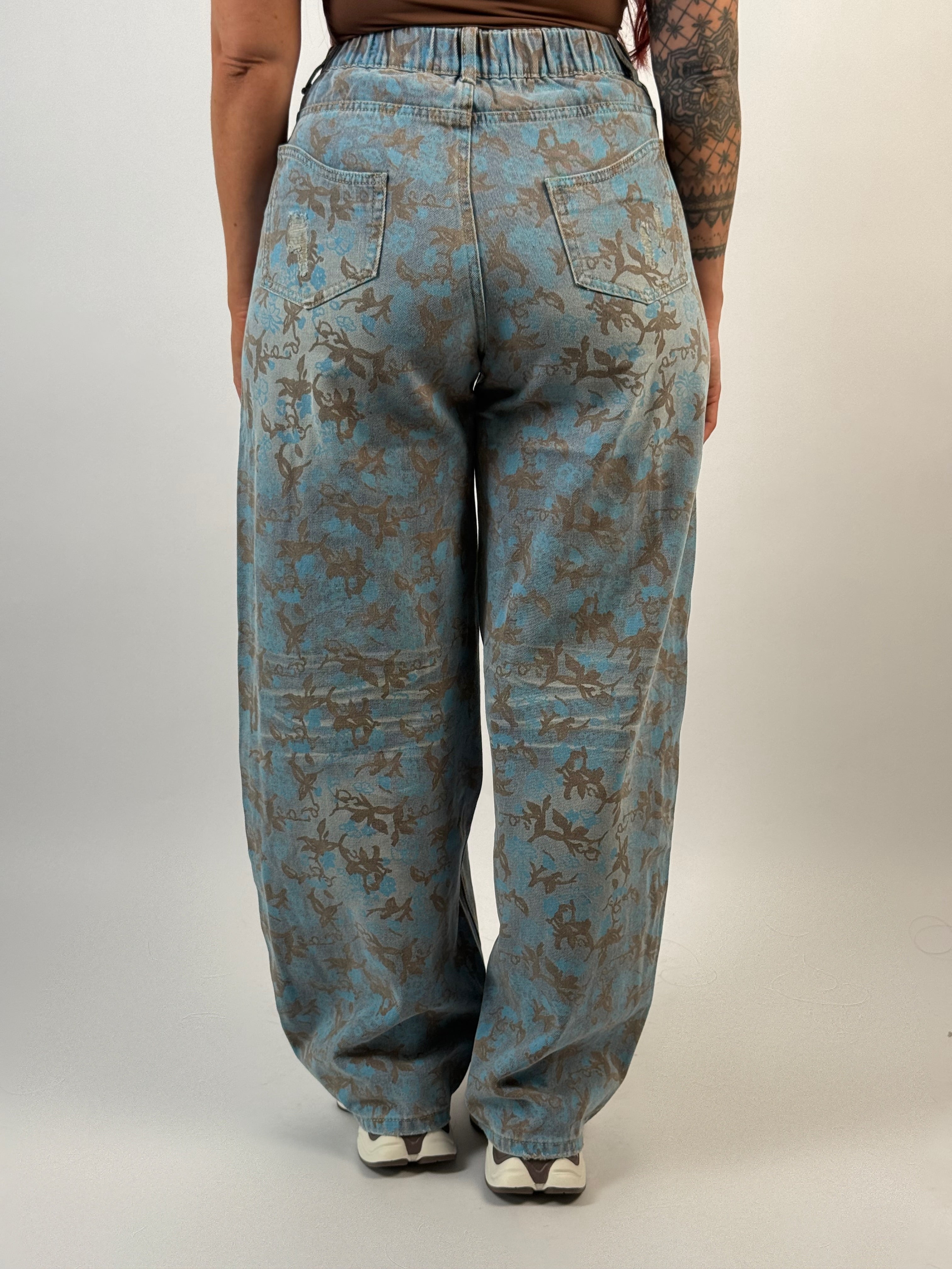 Jeans Flower 13775 Blauw