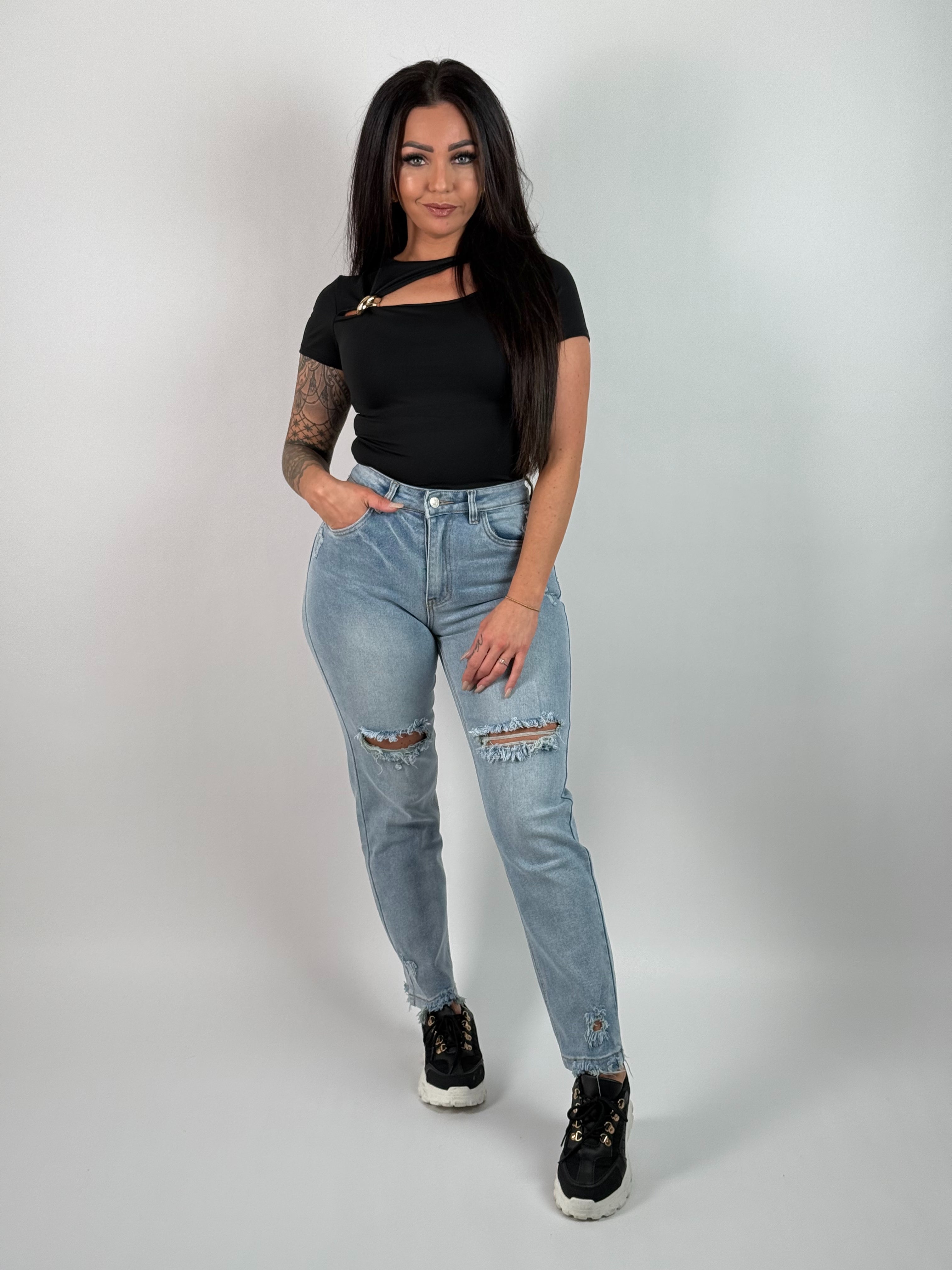 Jeans K 712 Mom Blauw