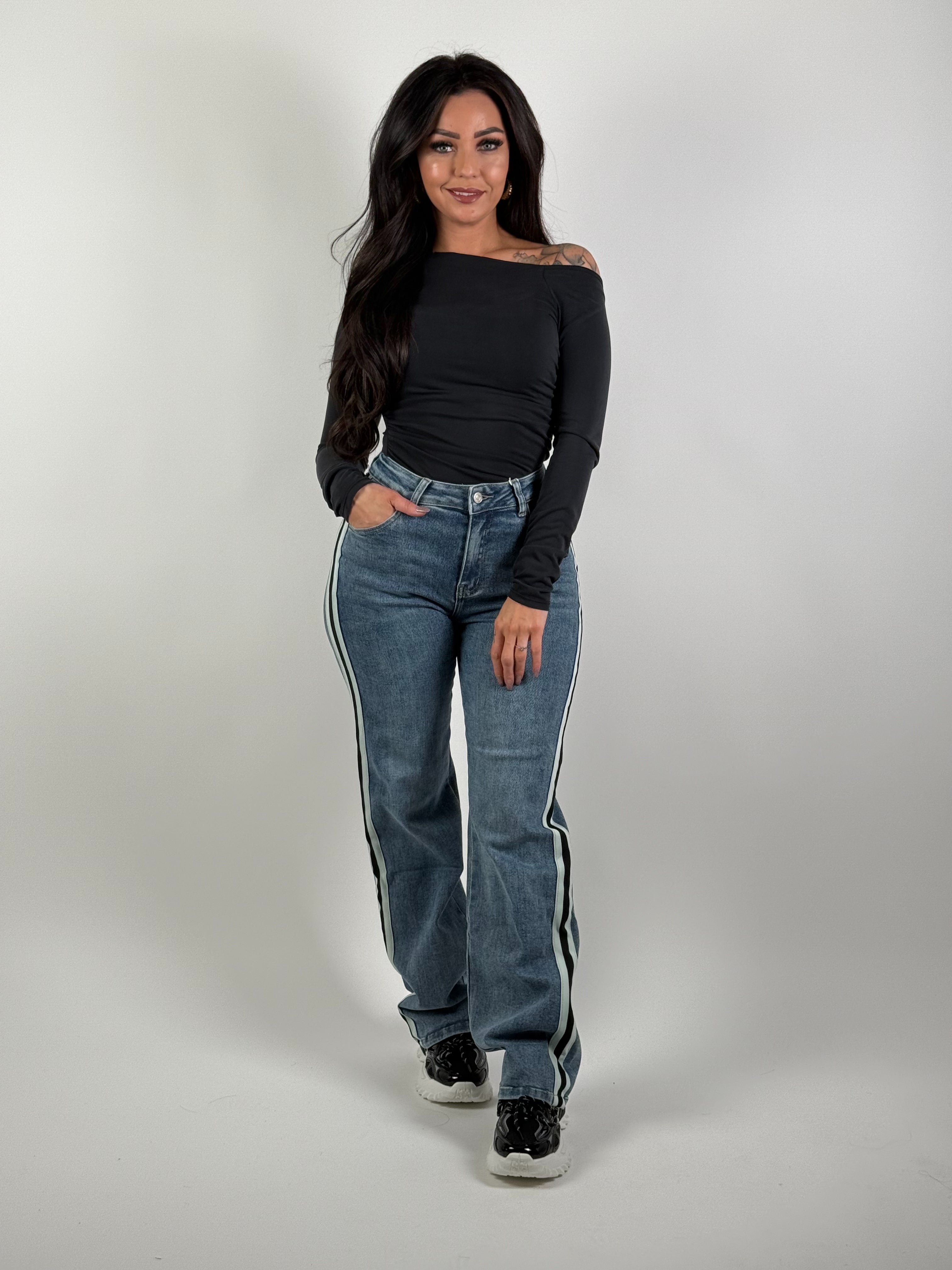 Jeans H 856-2 Streep Wide Leg Blauw