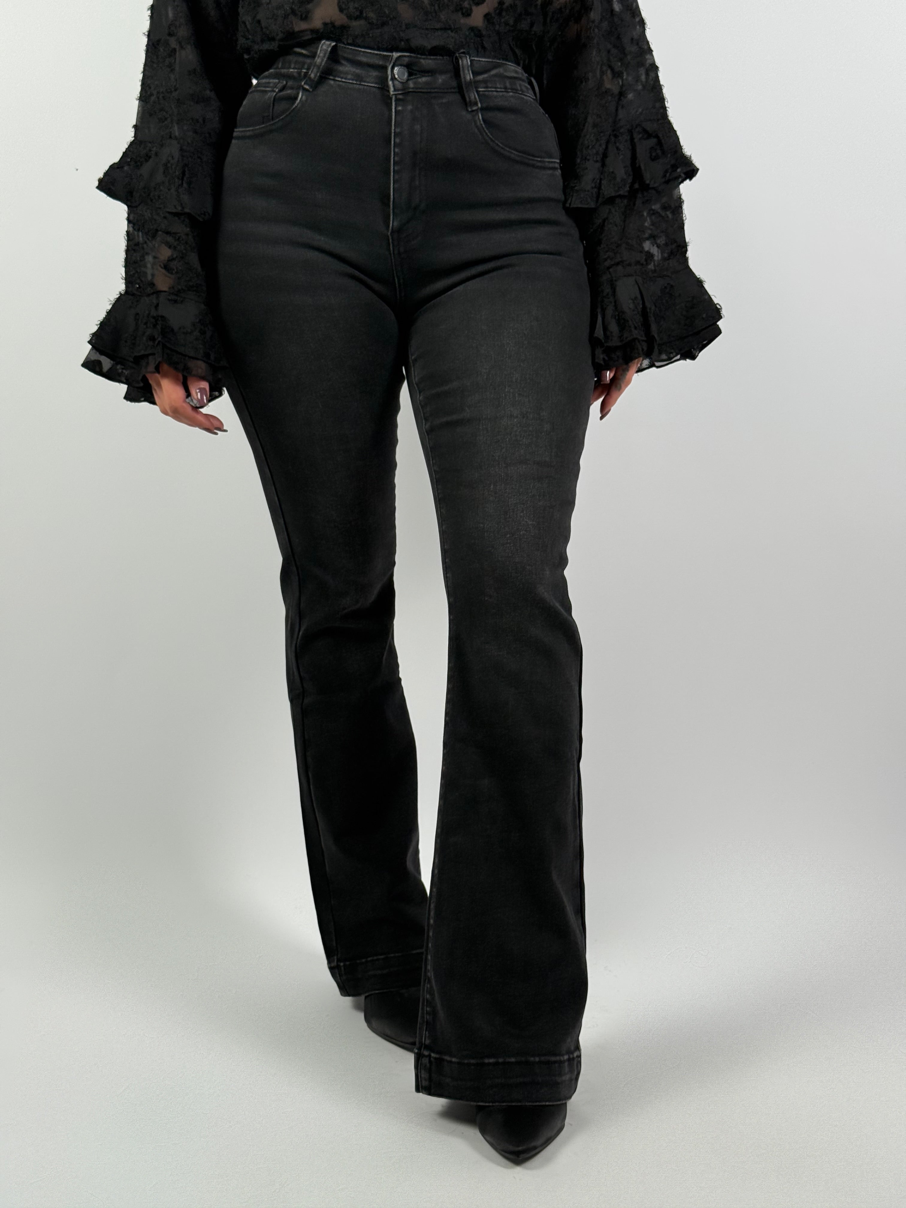 Jeans Flared L 6267-6 D. Grijs