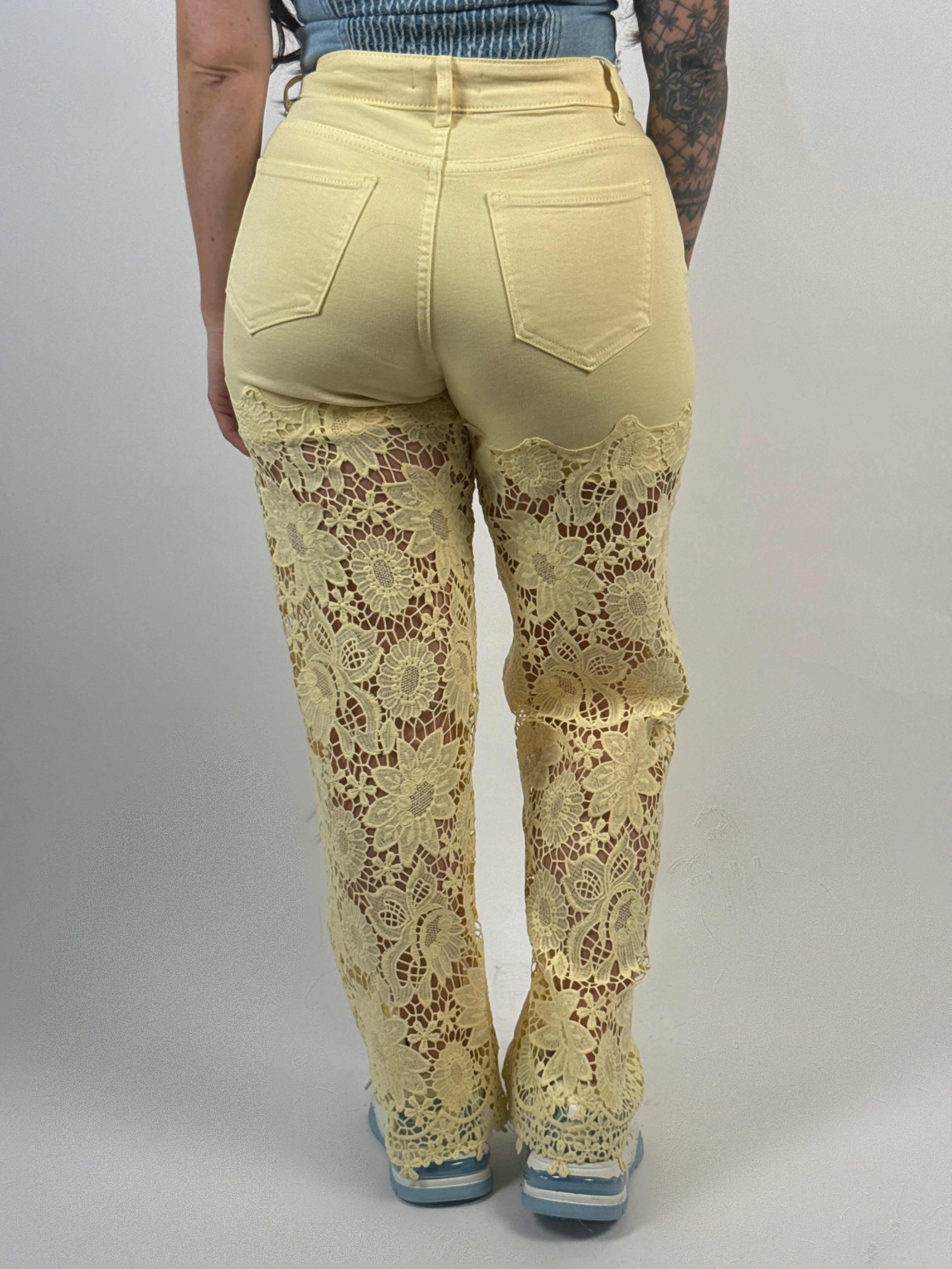 Jeans B 8301 Kant Wide Geel