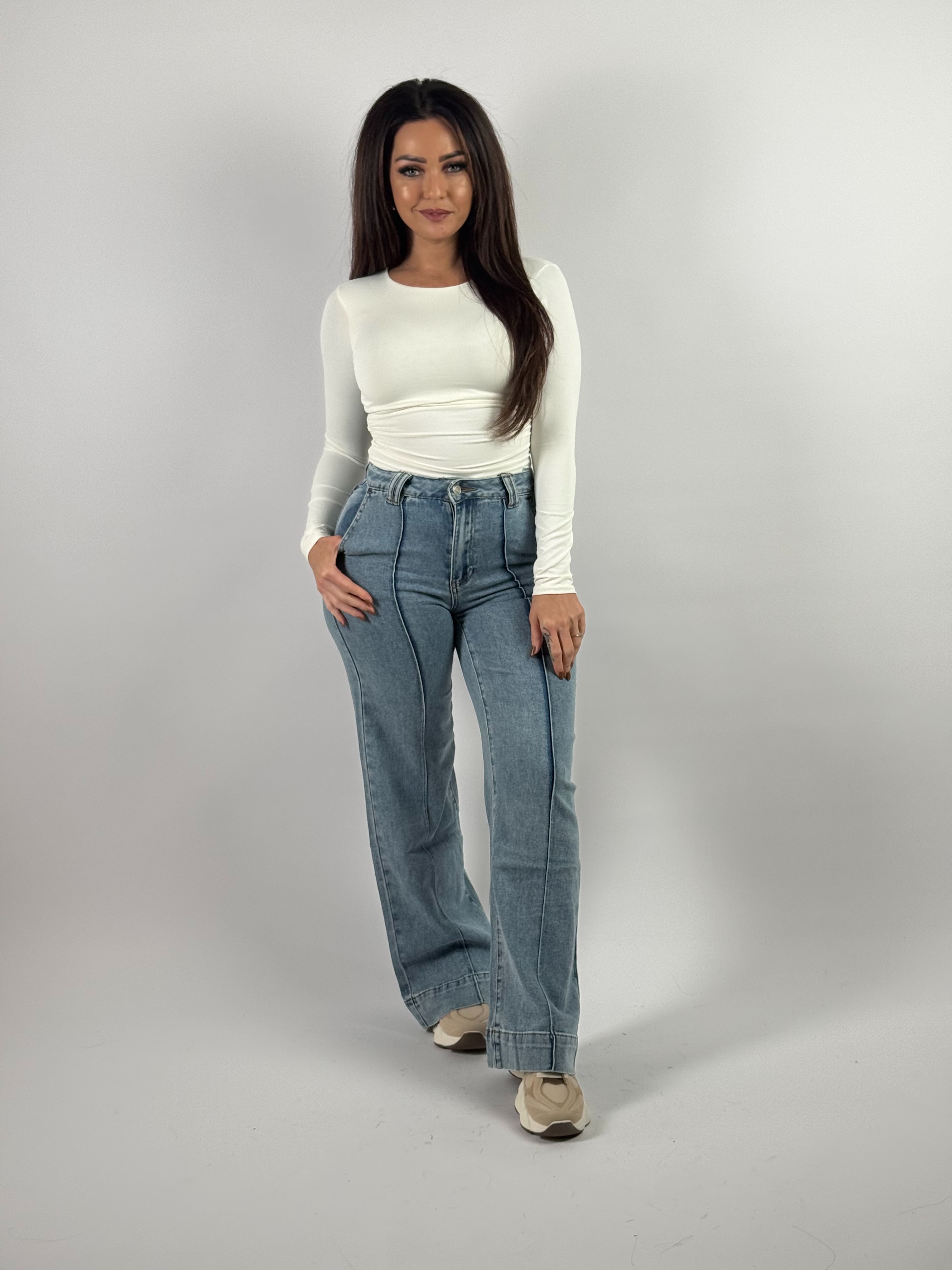 Jeans L 6359-1 Wide Leg Blauw