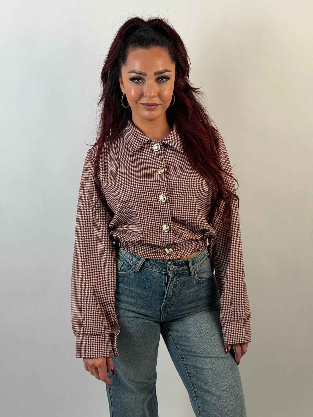 Blouse Ruit Button 438 Bordeaux