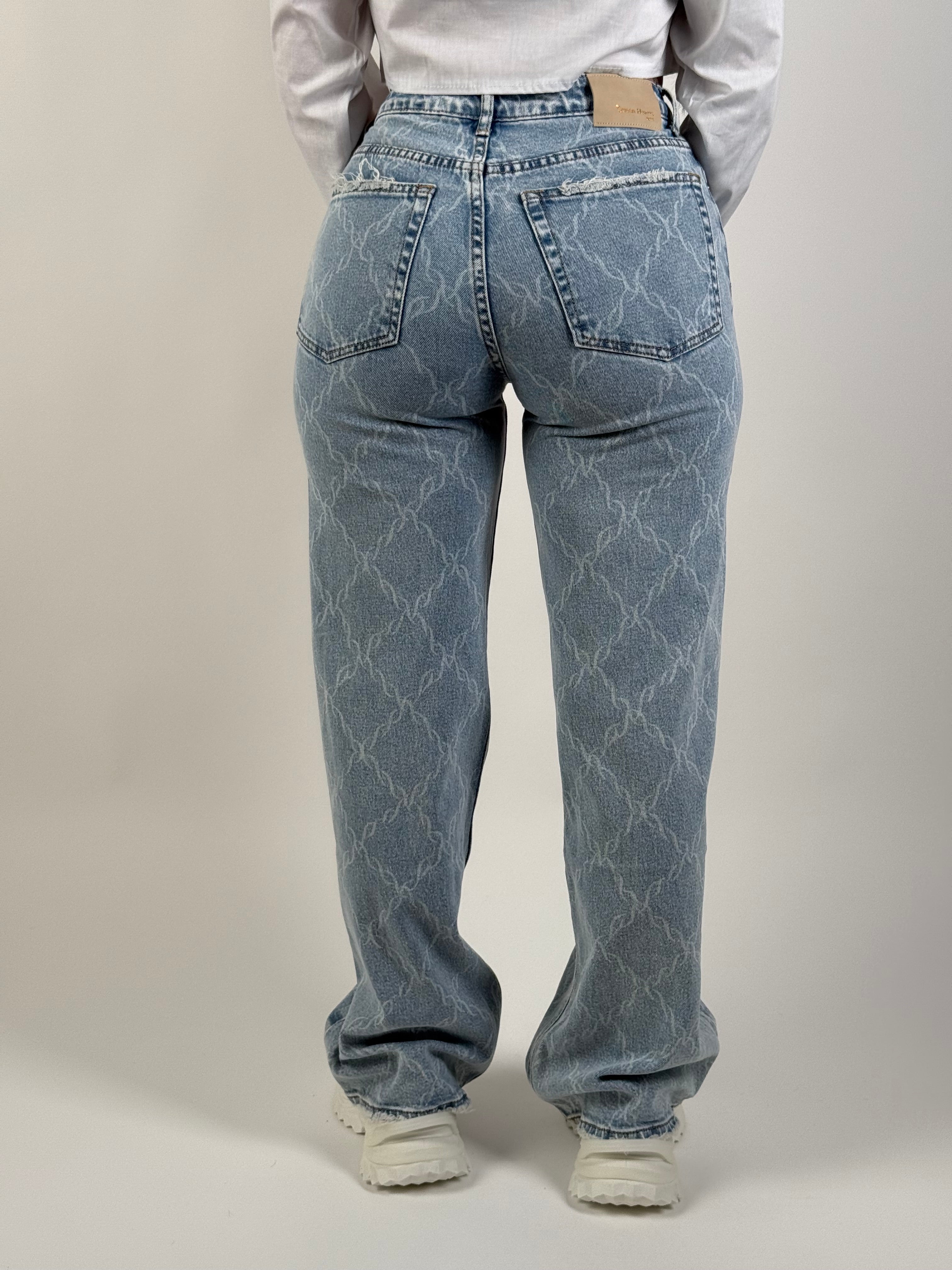 Jeans Q 3669 Print Wide Leg Blauw