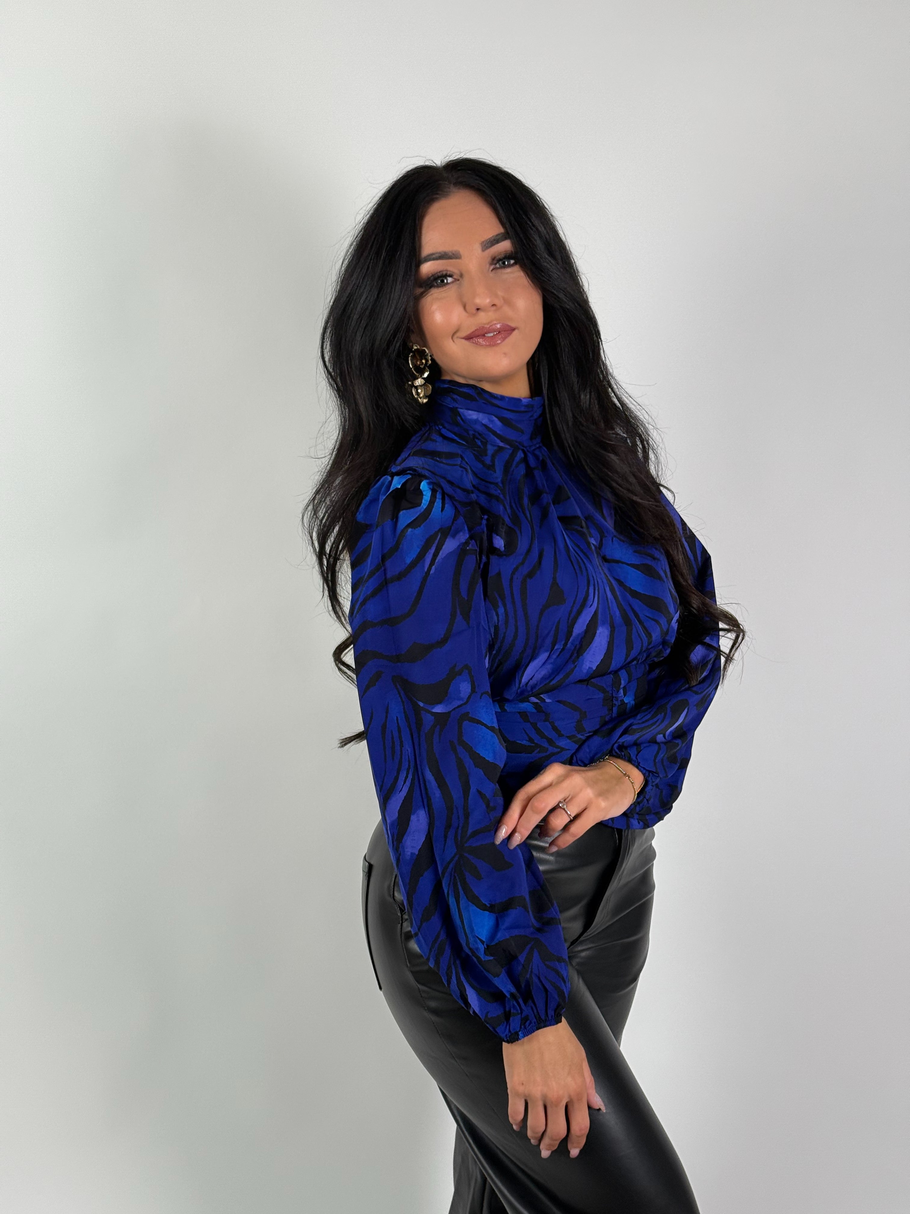 Blouse F 4533 Print Blauw