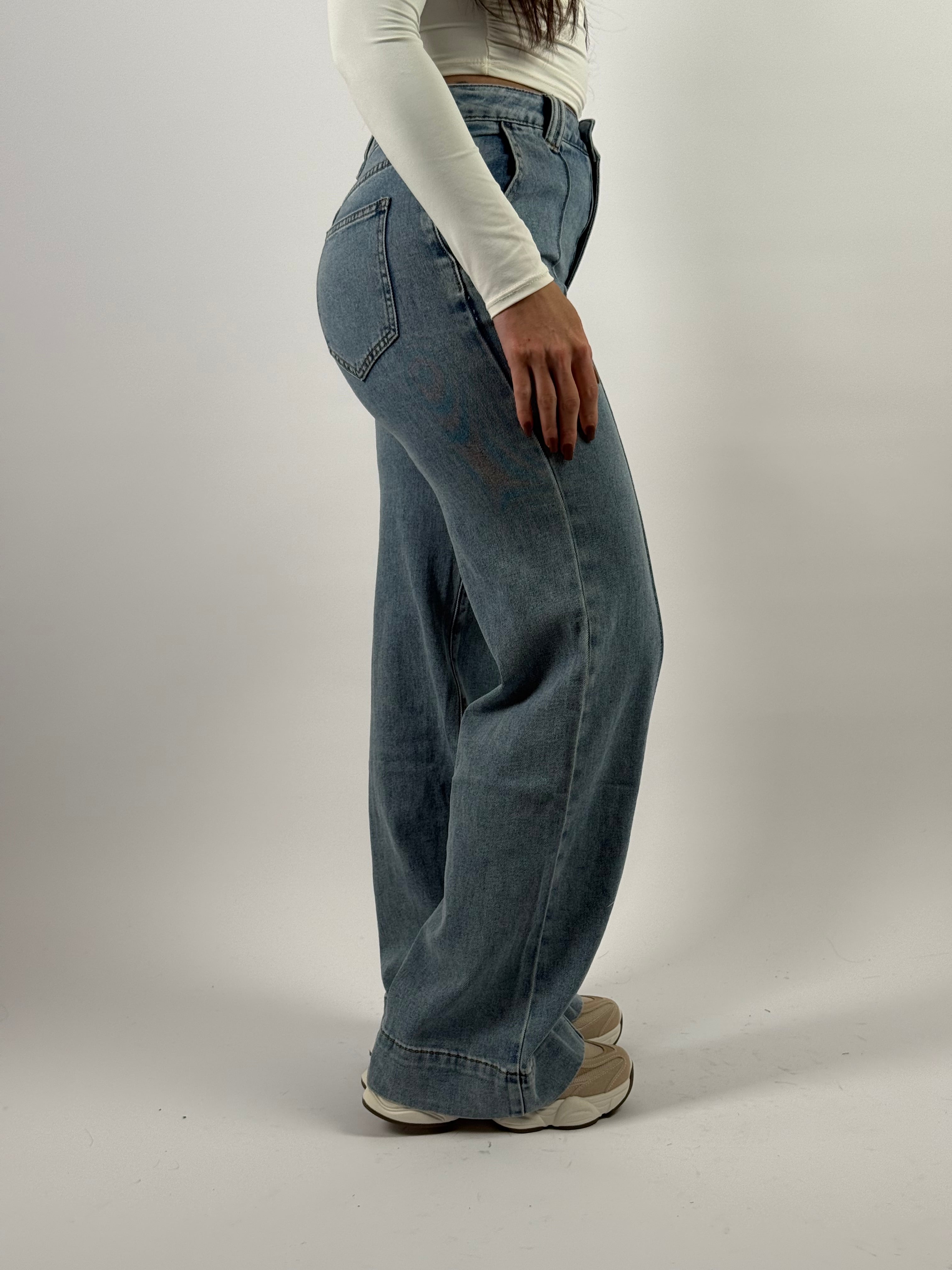 Jeans L 6359-1 Wide Leg Blauw