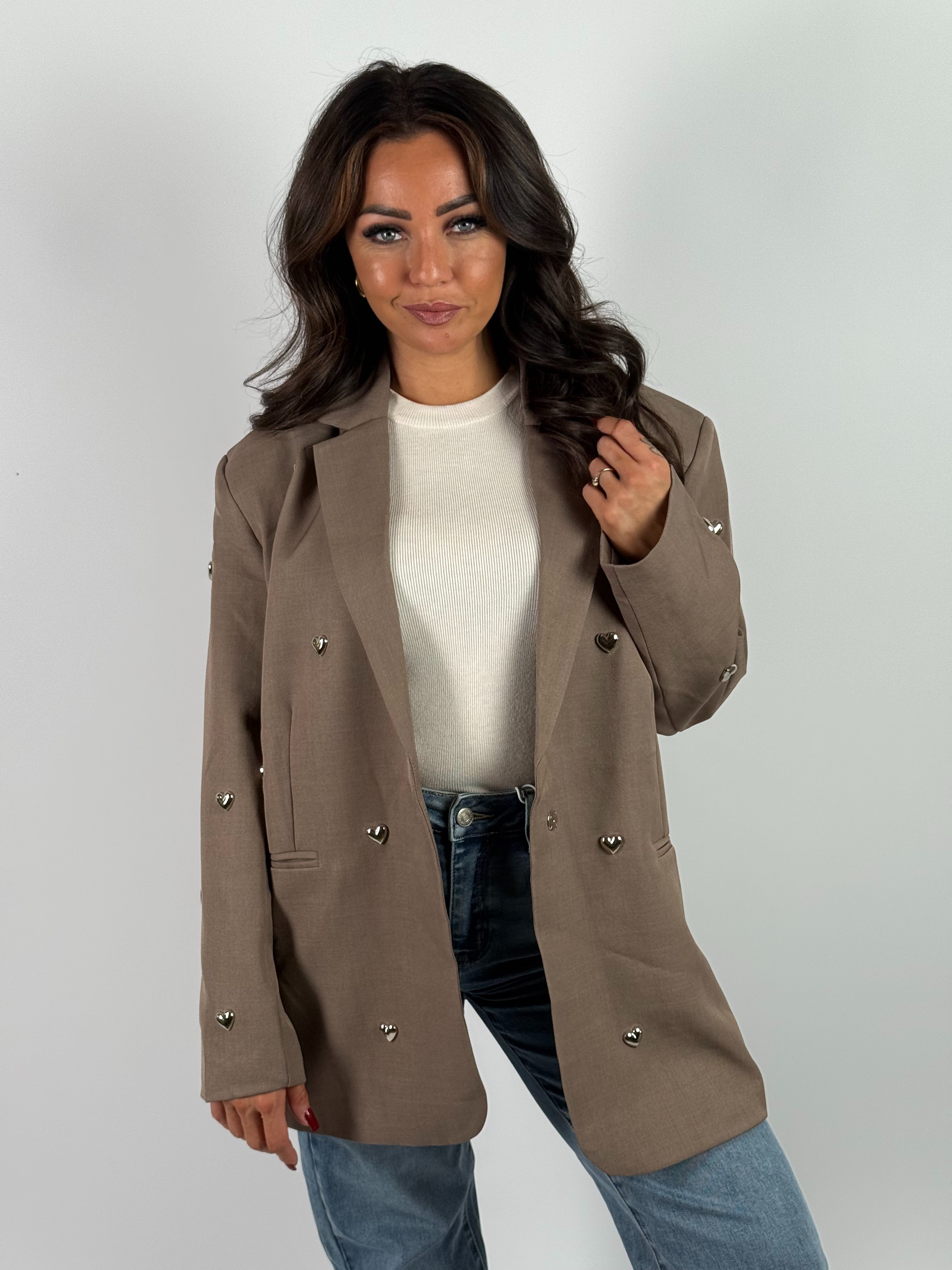 Blazer Stud Hartjes Taupe