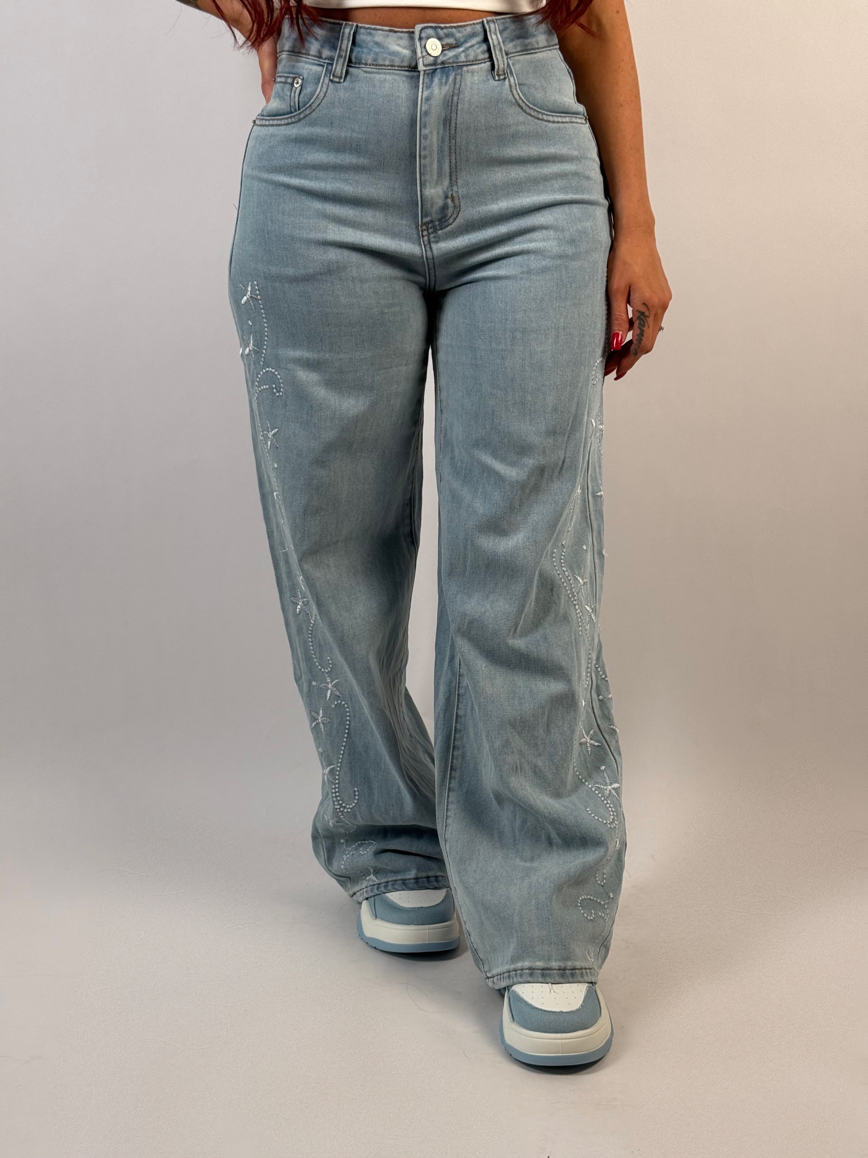 Jeans T 163 Long Wide Leg Blauw