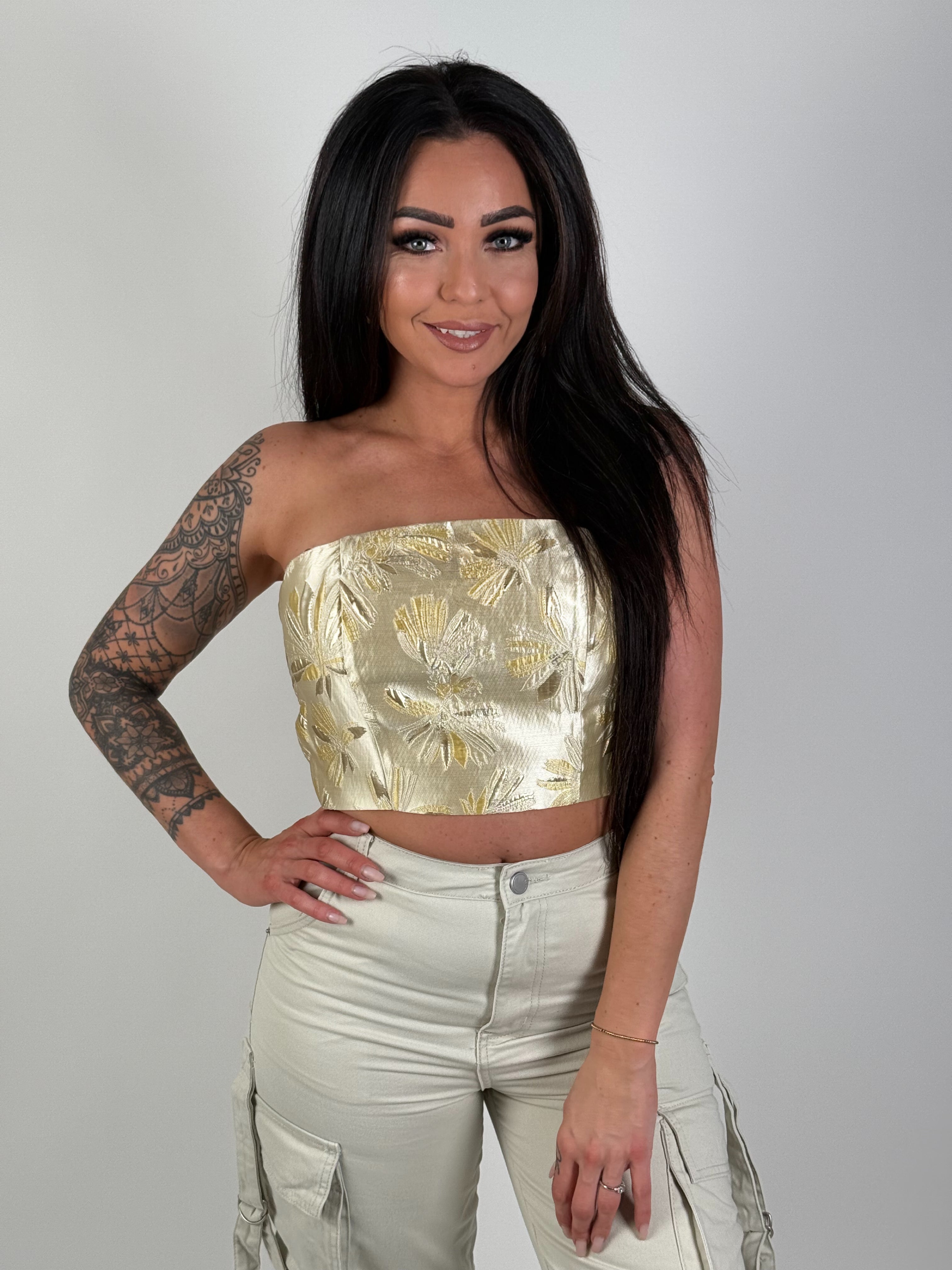 Top Bloom Strapless Beige