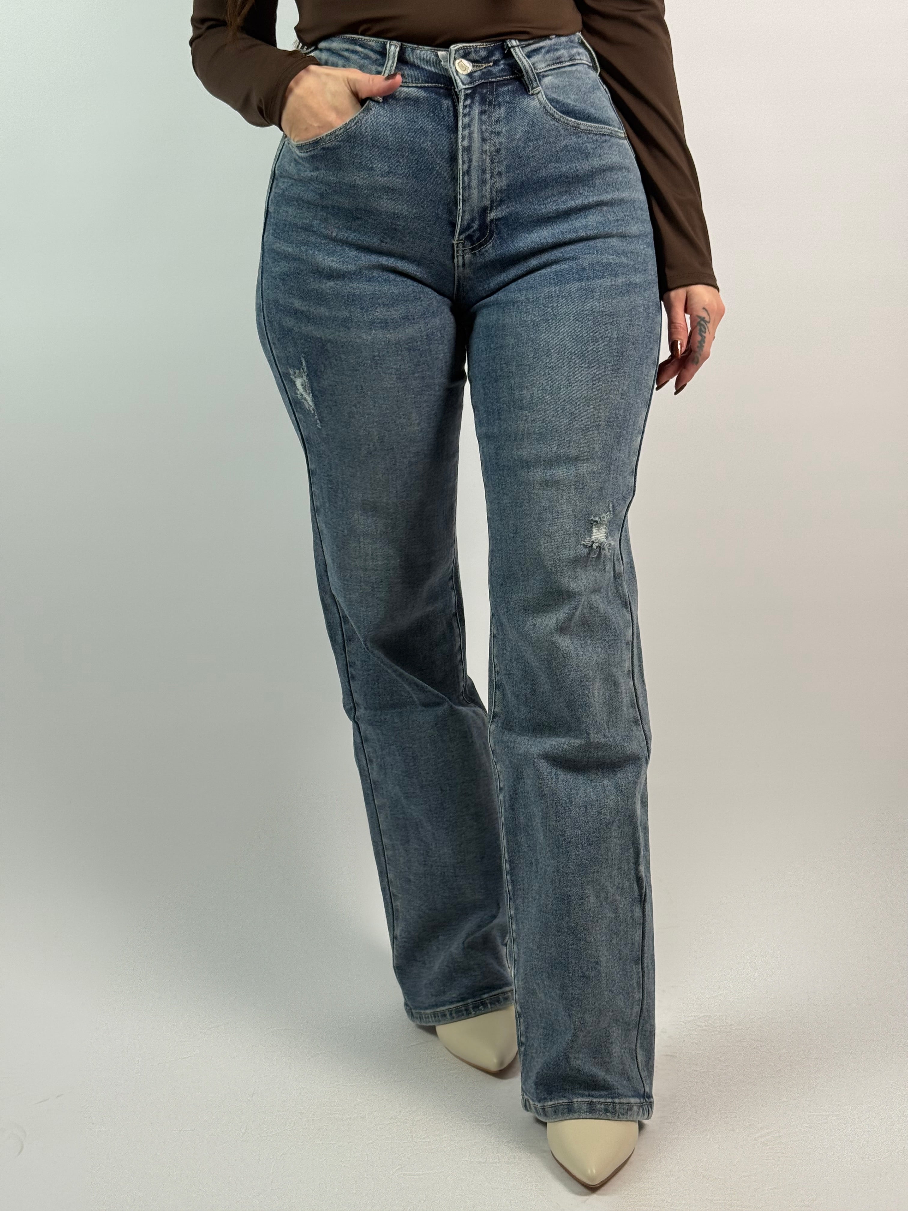 Jeans L 6320-9 Extra Long Wide Blauw