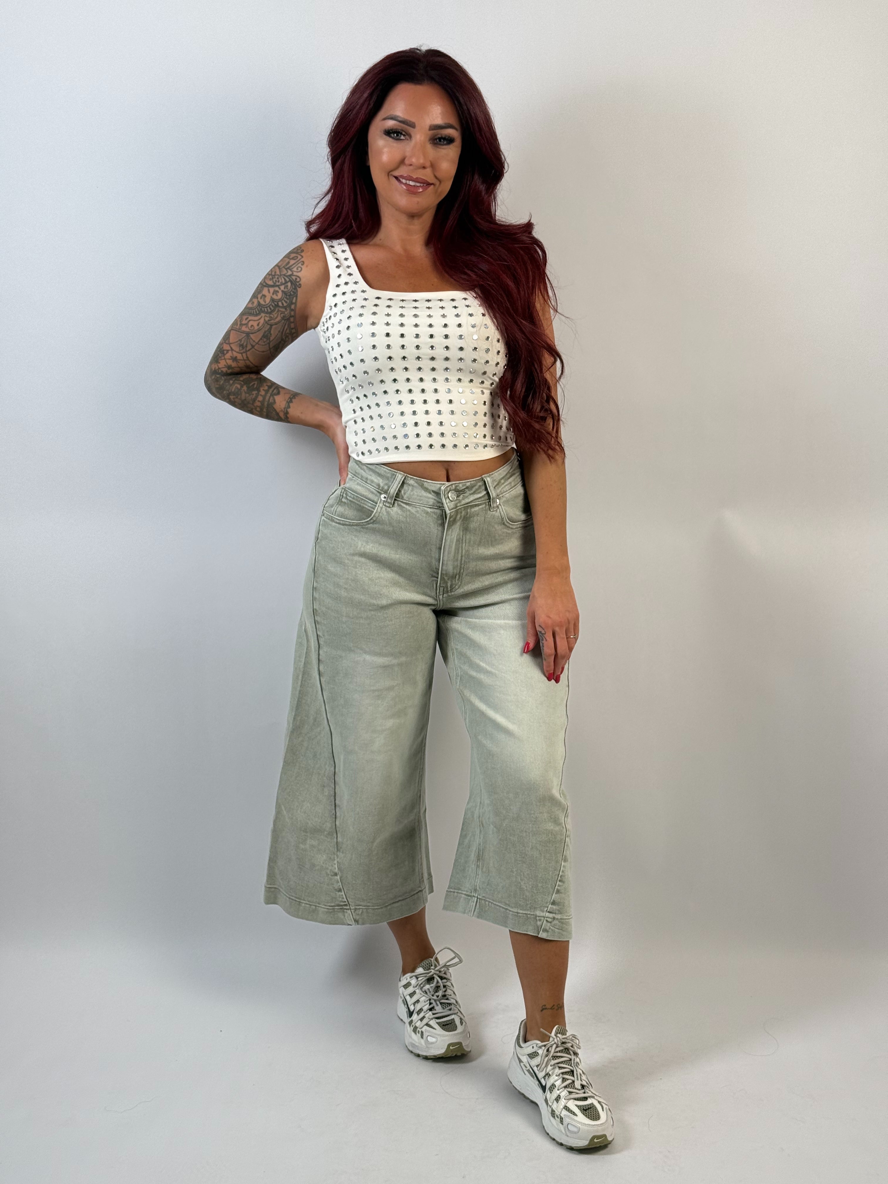 Jeans L 3516 Wide Bermuda Groen