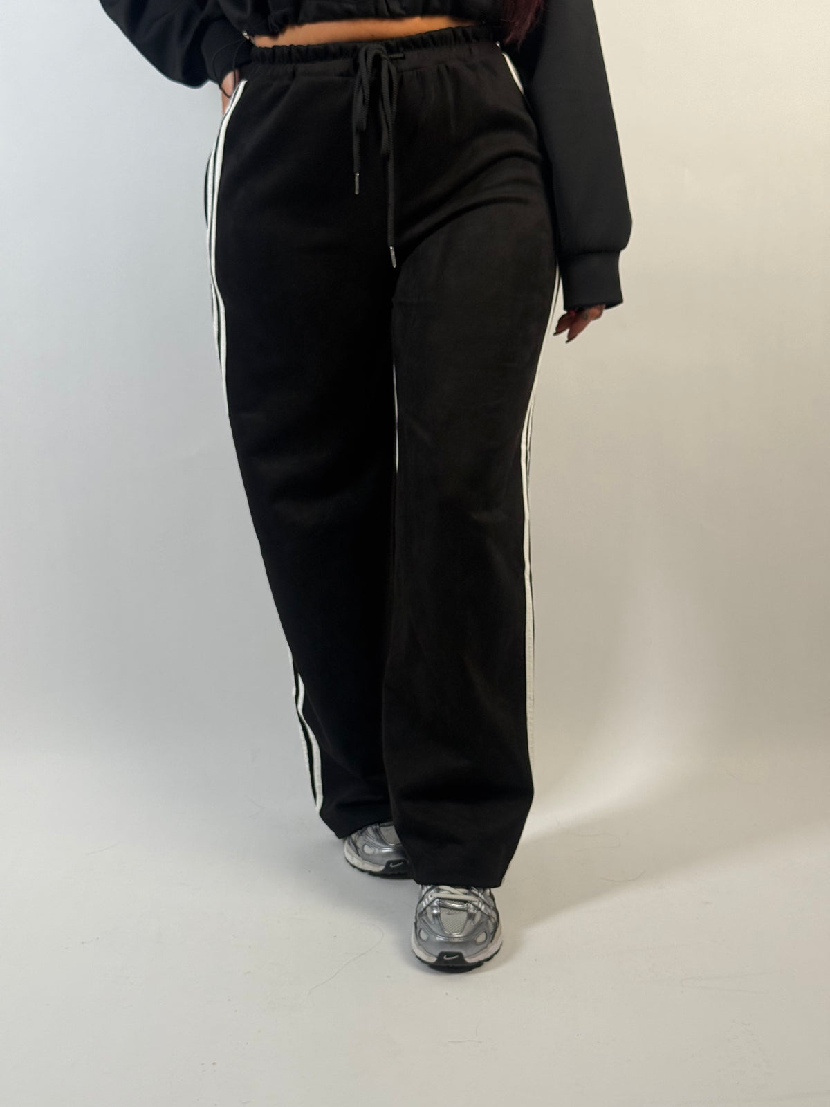 Broek Suède Look Sporty Zwart