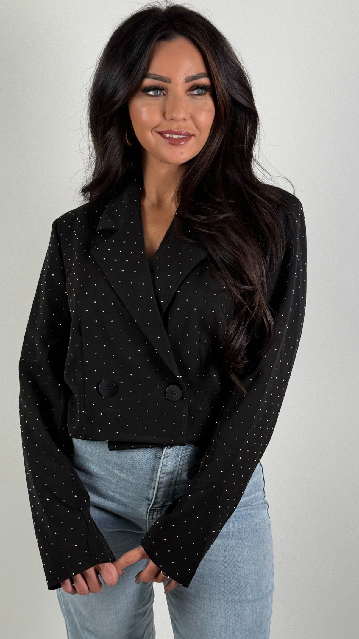 Blazer Crop Lacy Zwart