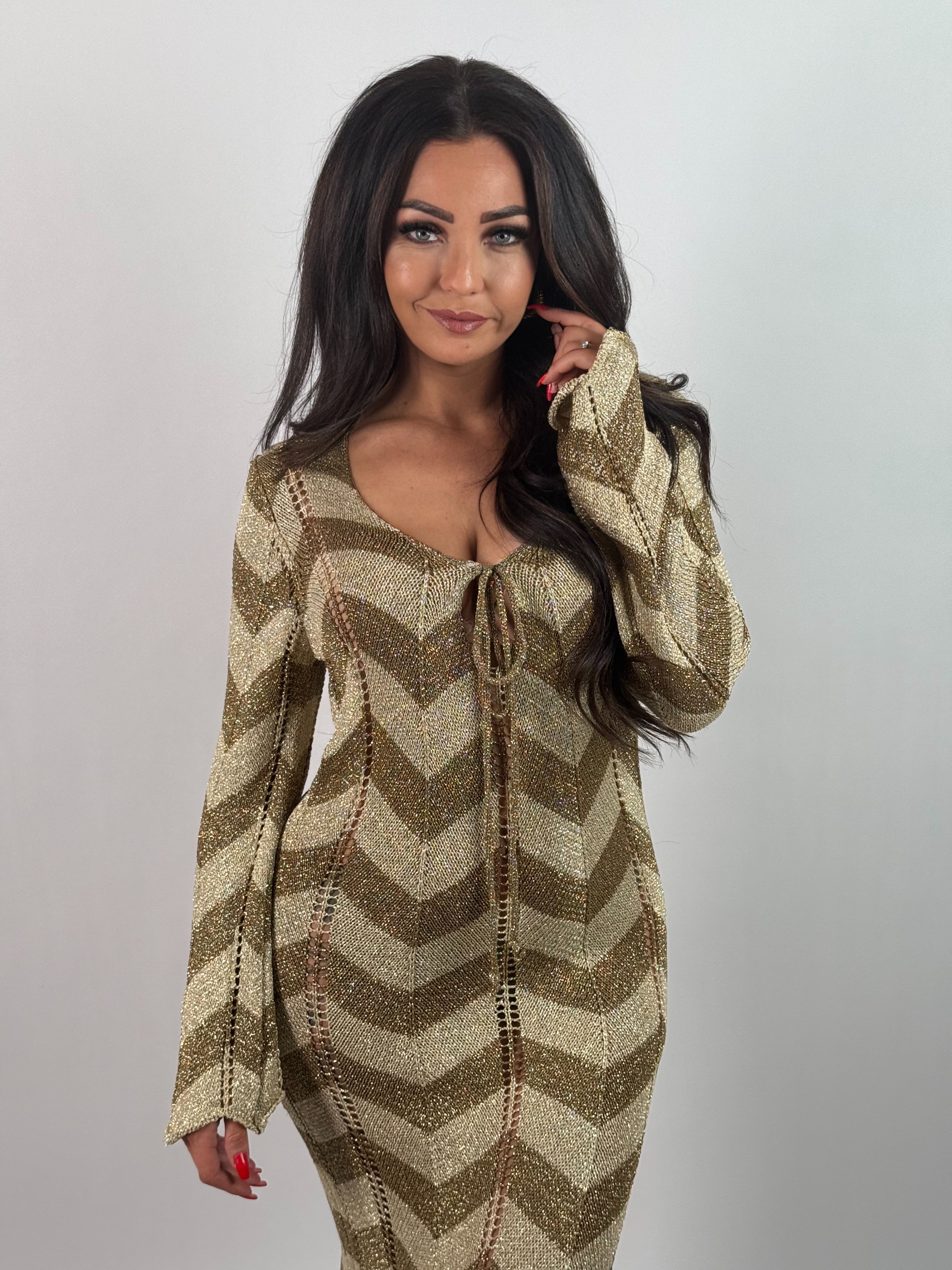 Jurk Elise 2860 Bruin/Goud