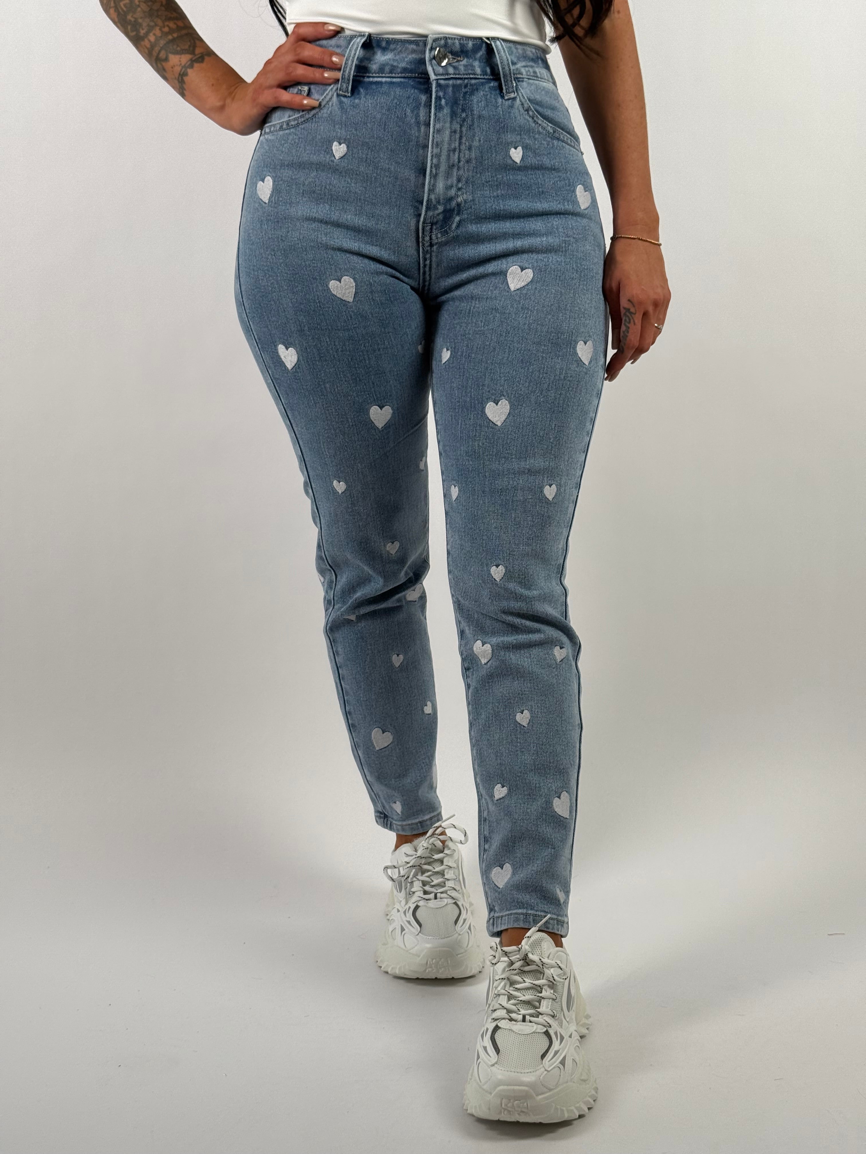 Jeans V 542 Mom Hartjes Blauw