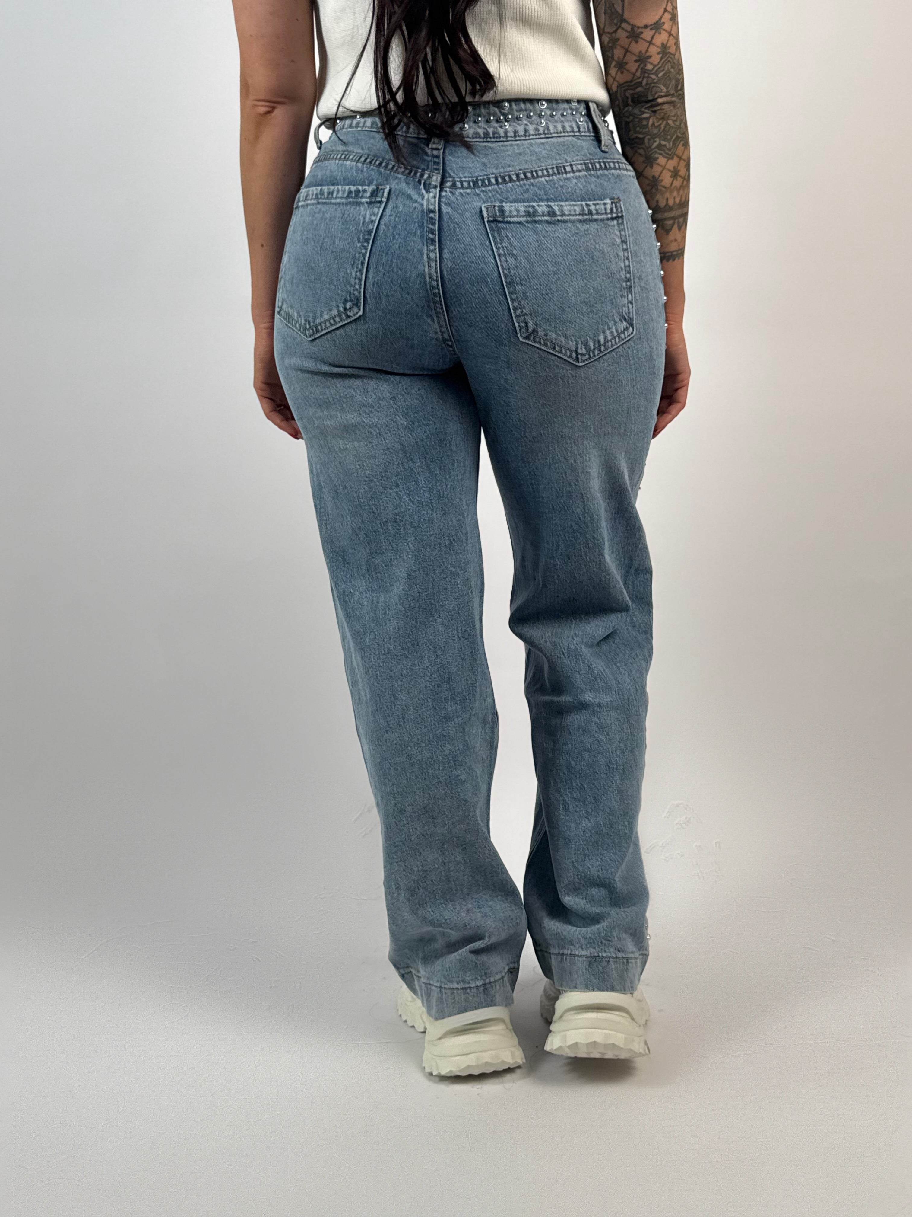Jeans B 66357 Stud Wide Blauw