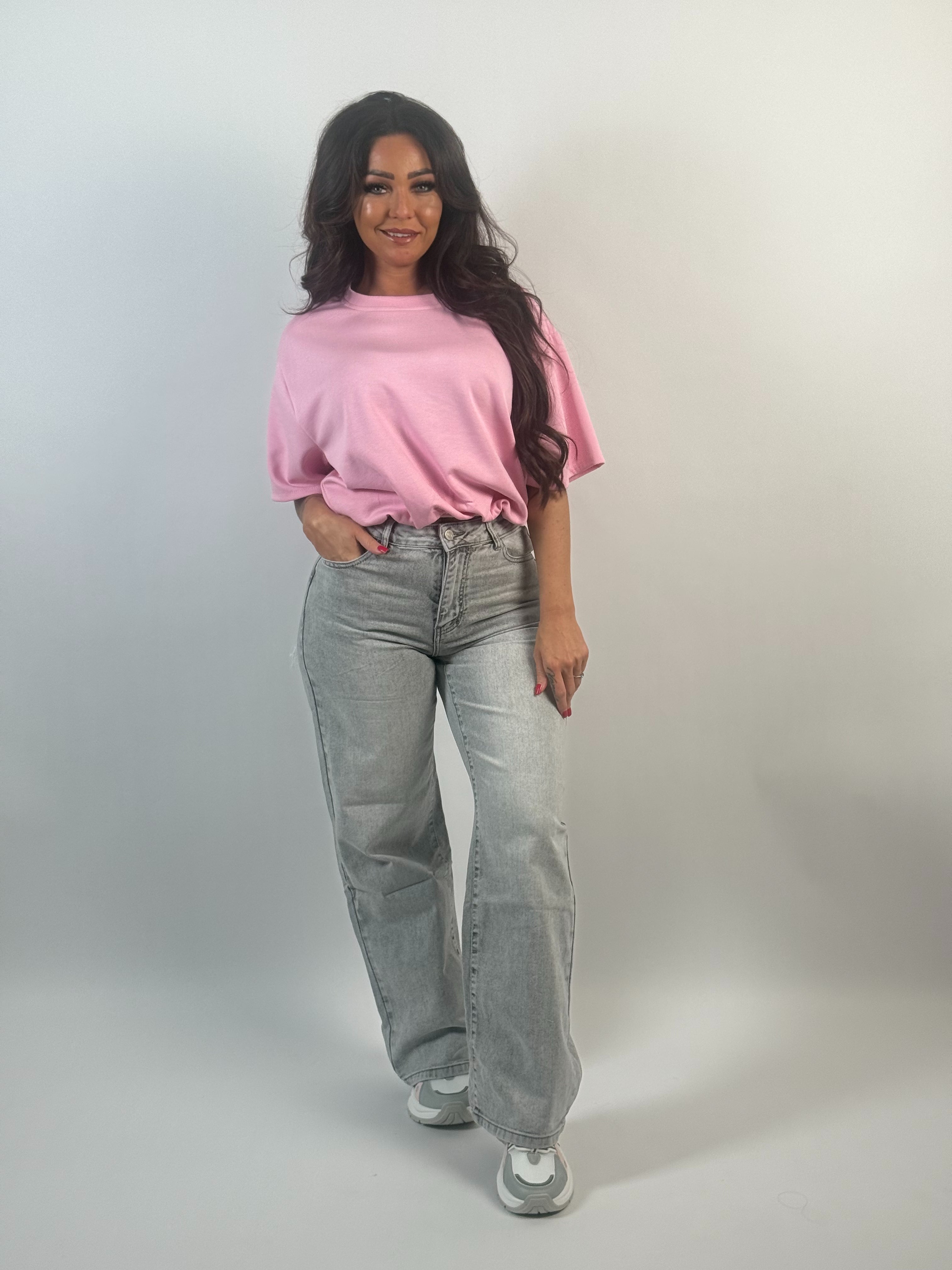 Jeans H 1576-3 Strass Wide Leg Grijs