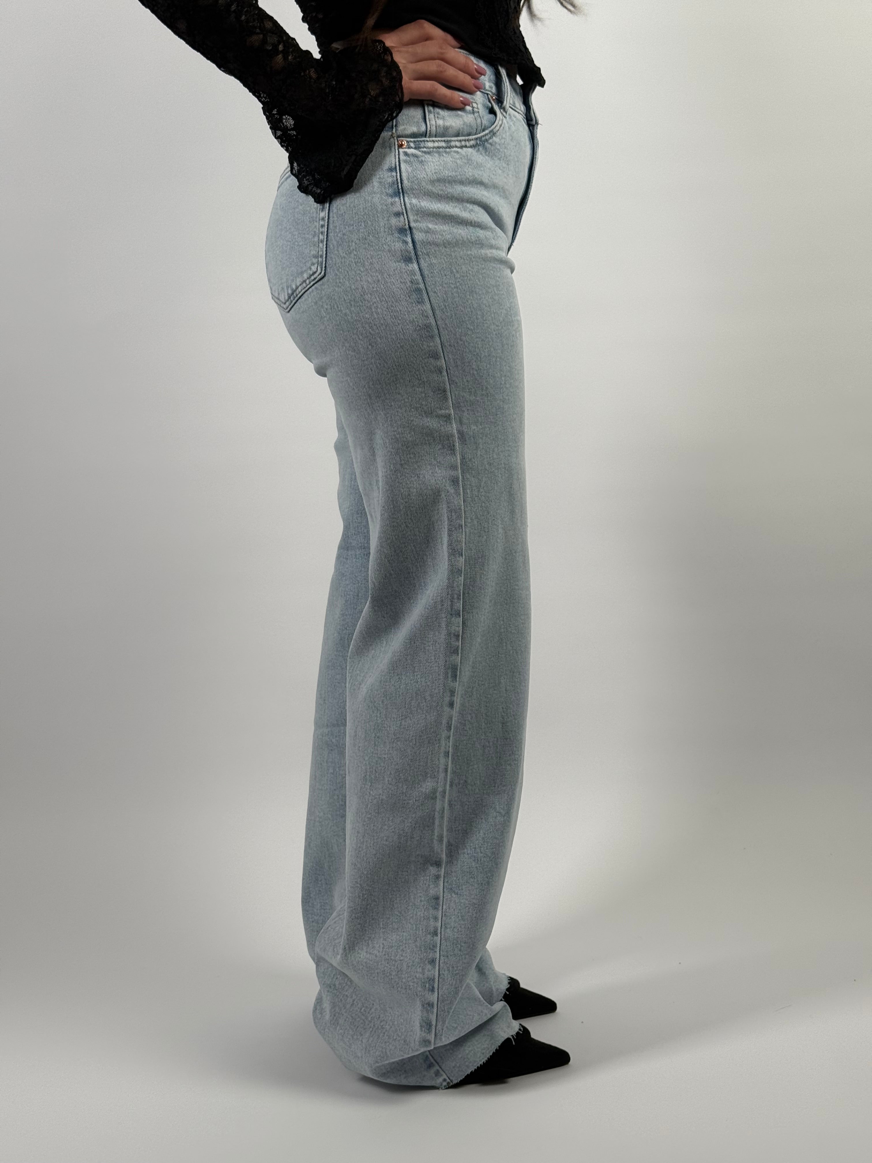 Jeans R 7392 Long Wide Leg Blauw
