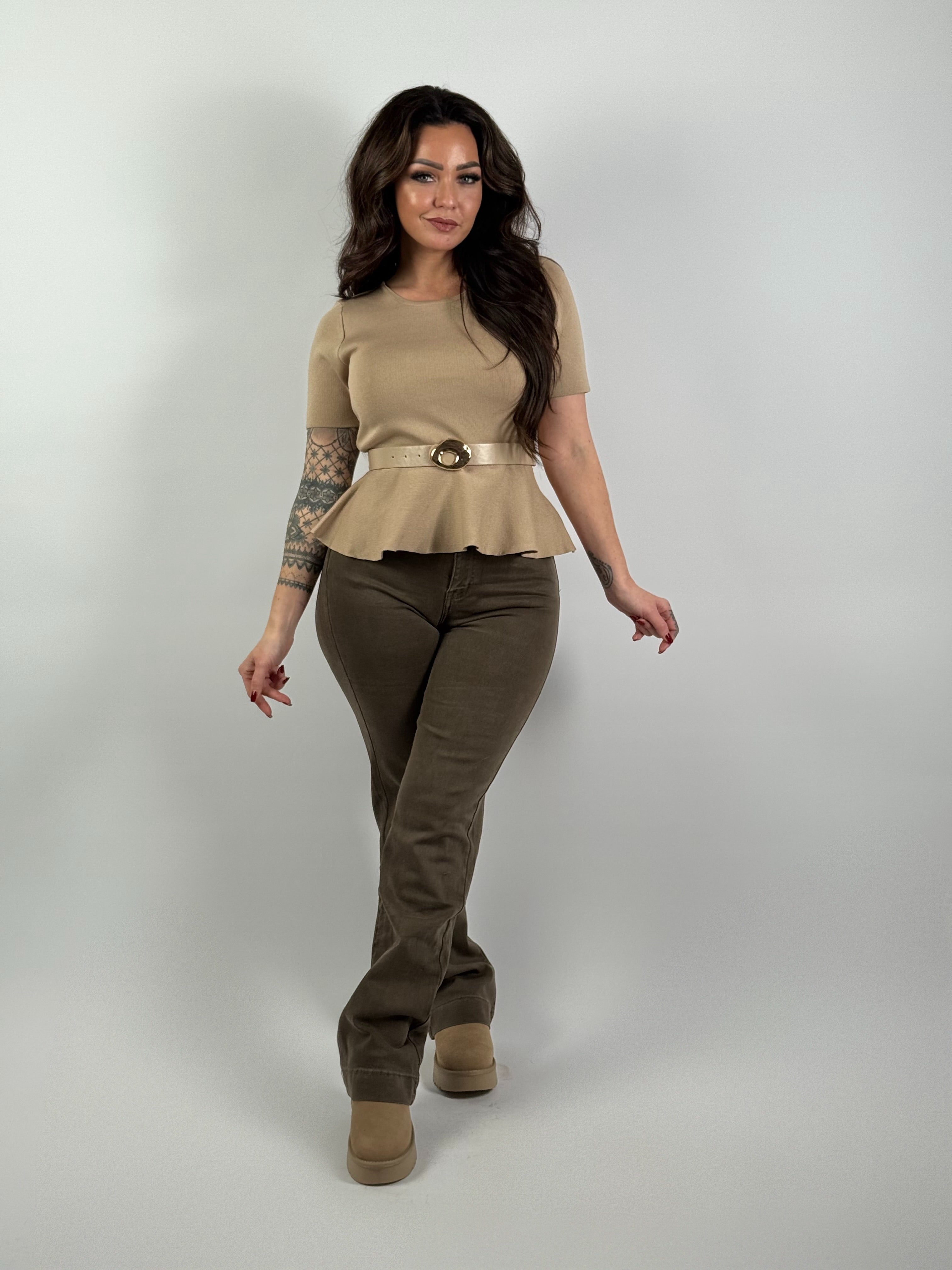 Top Peplum Riem 6059 Beige