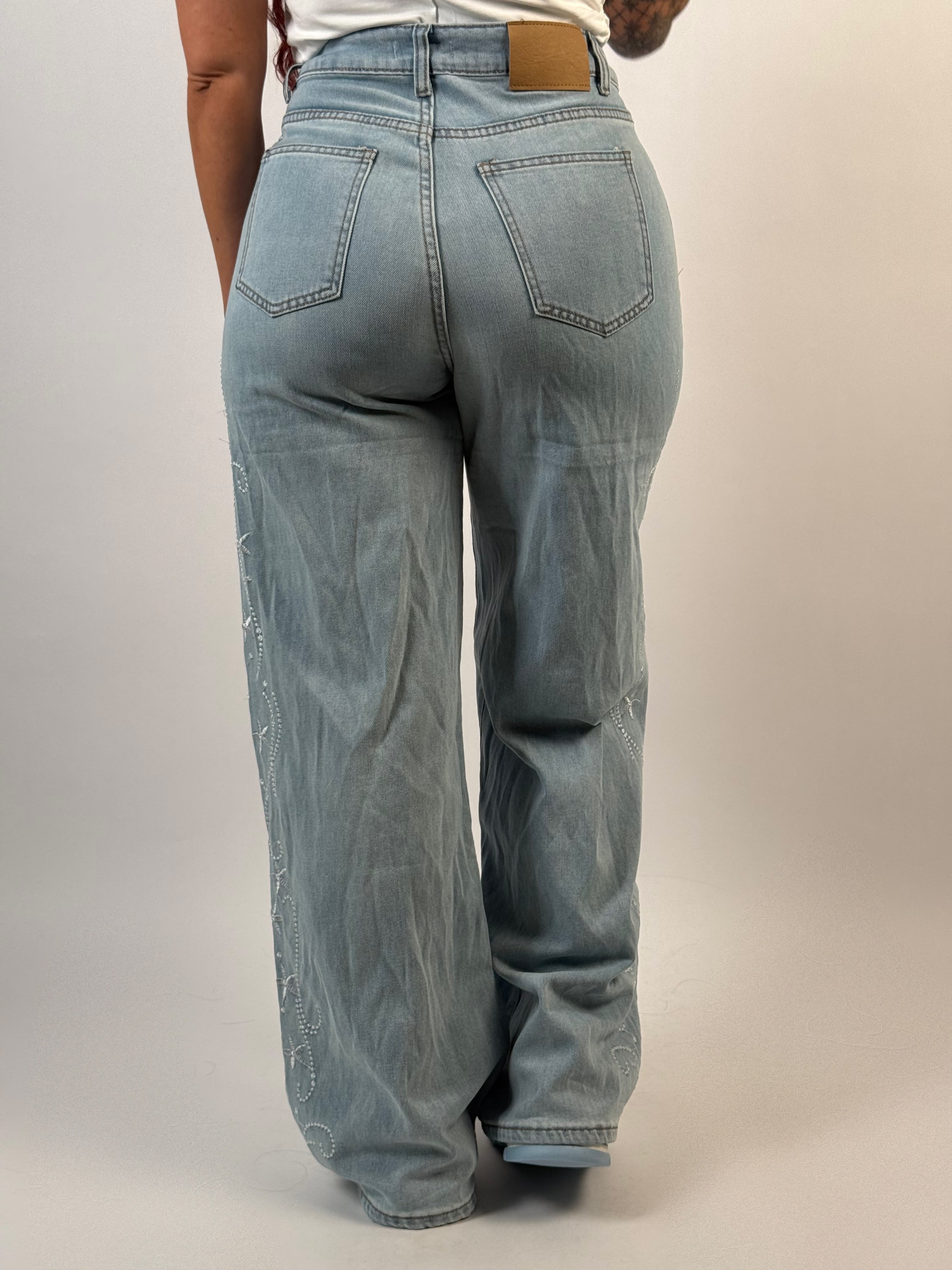 Jeans T 163 Long Wide Leg Blauw