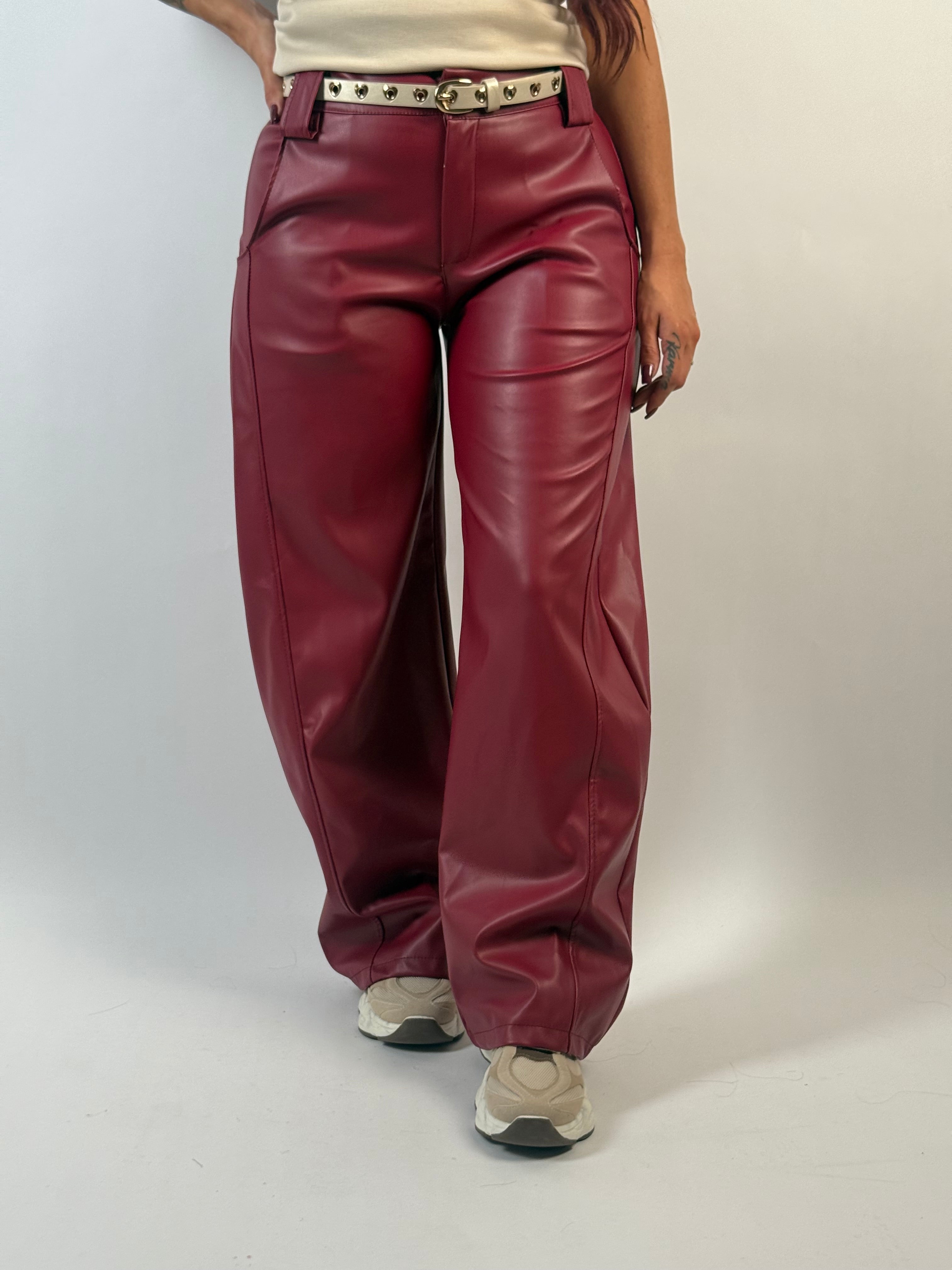 Broek Leer Look Bella Rood