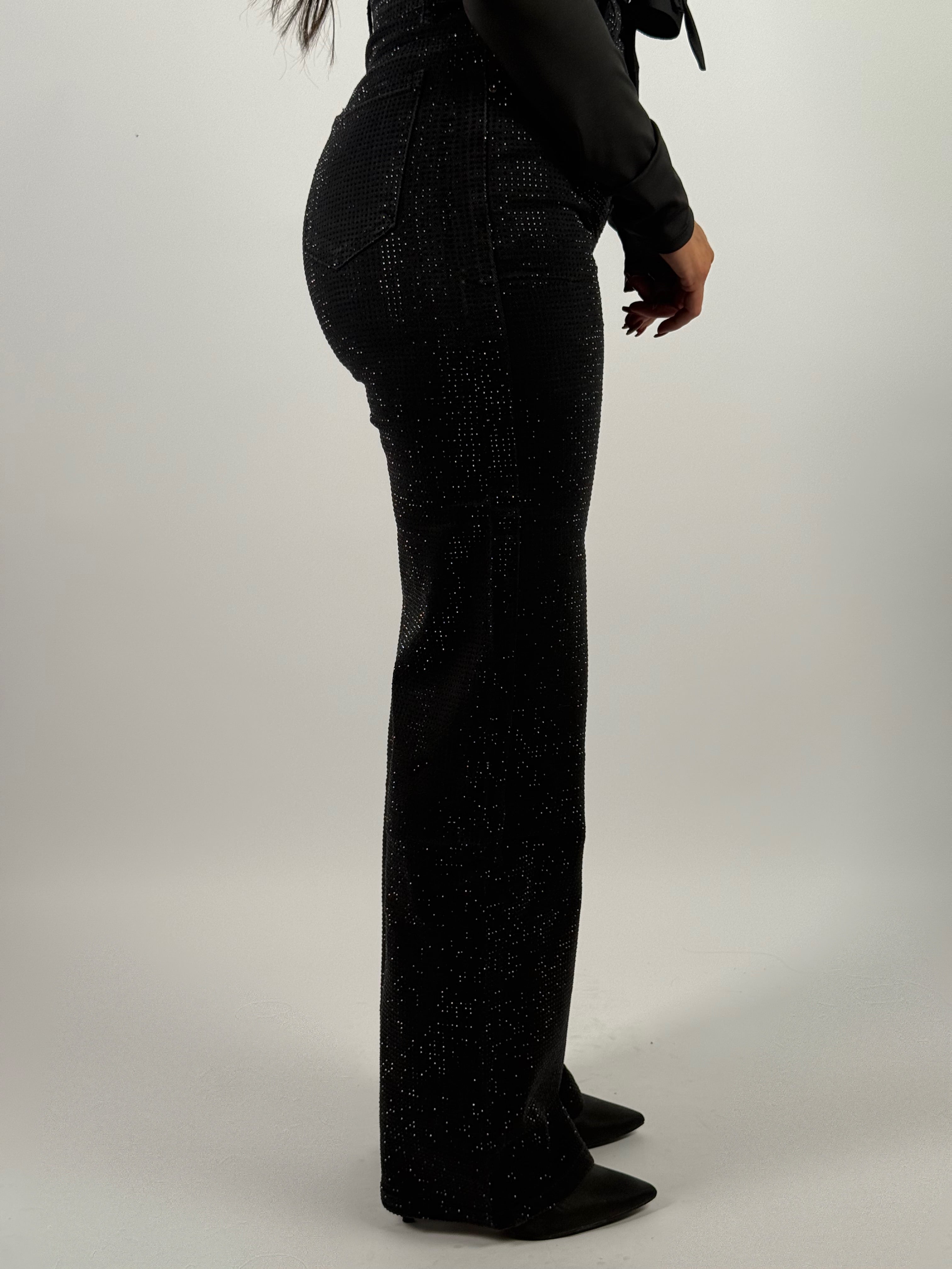 Jeans H 698-1 All Strass Wide Leg Zwart