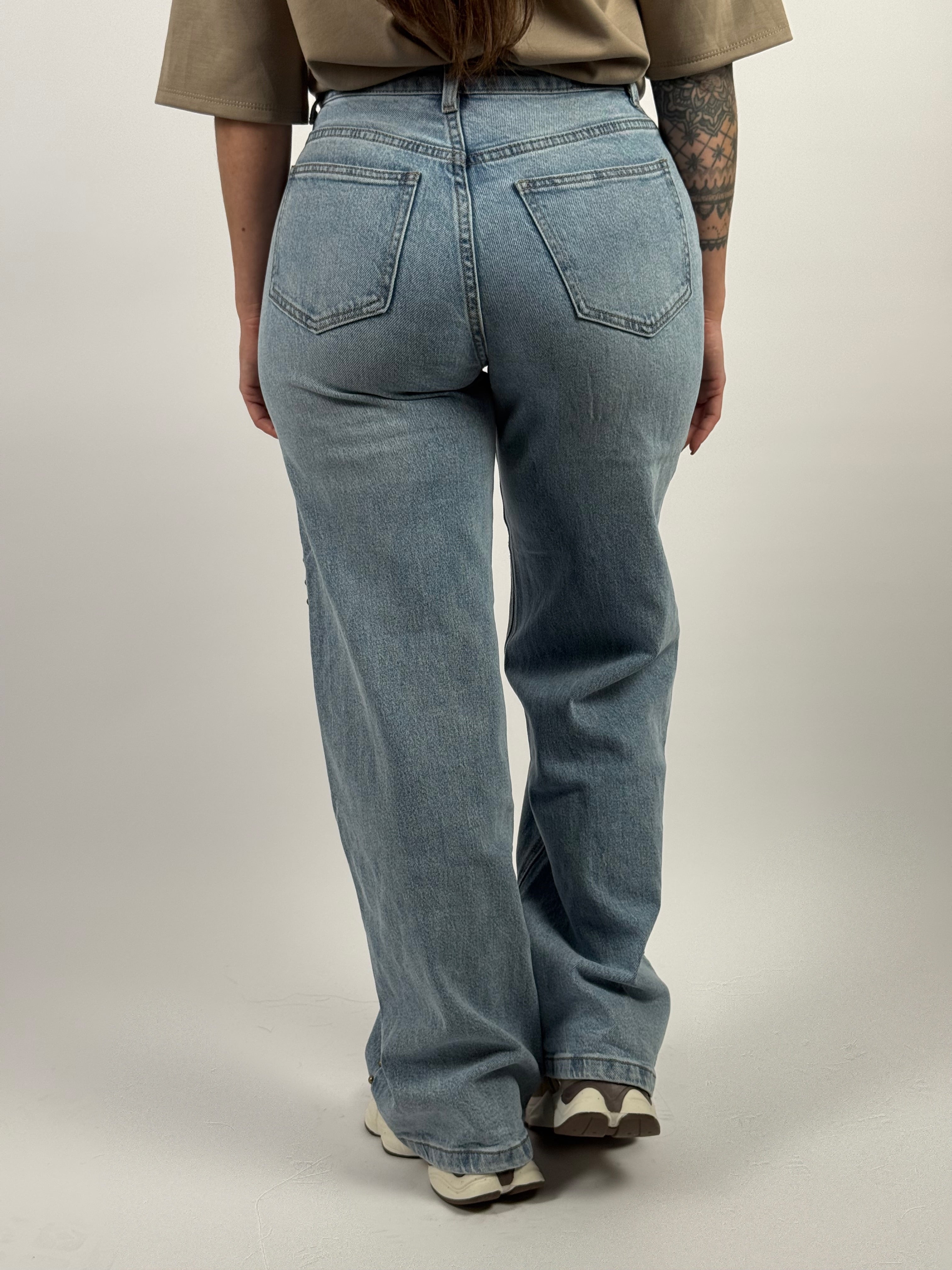 Jeans F 5386 Stud Wide Leg Blauw