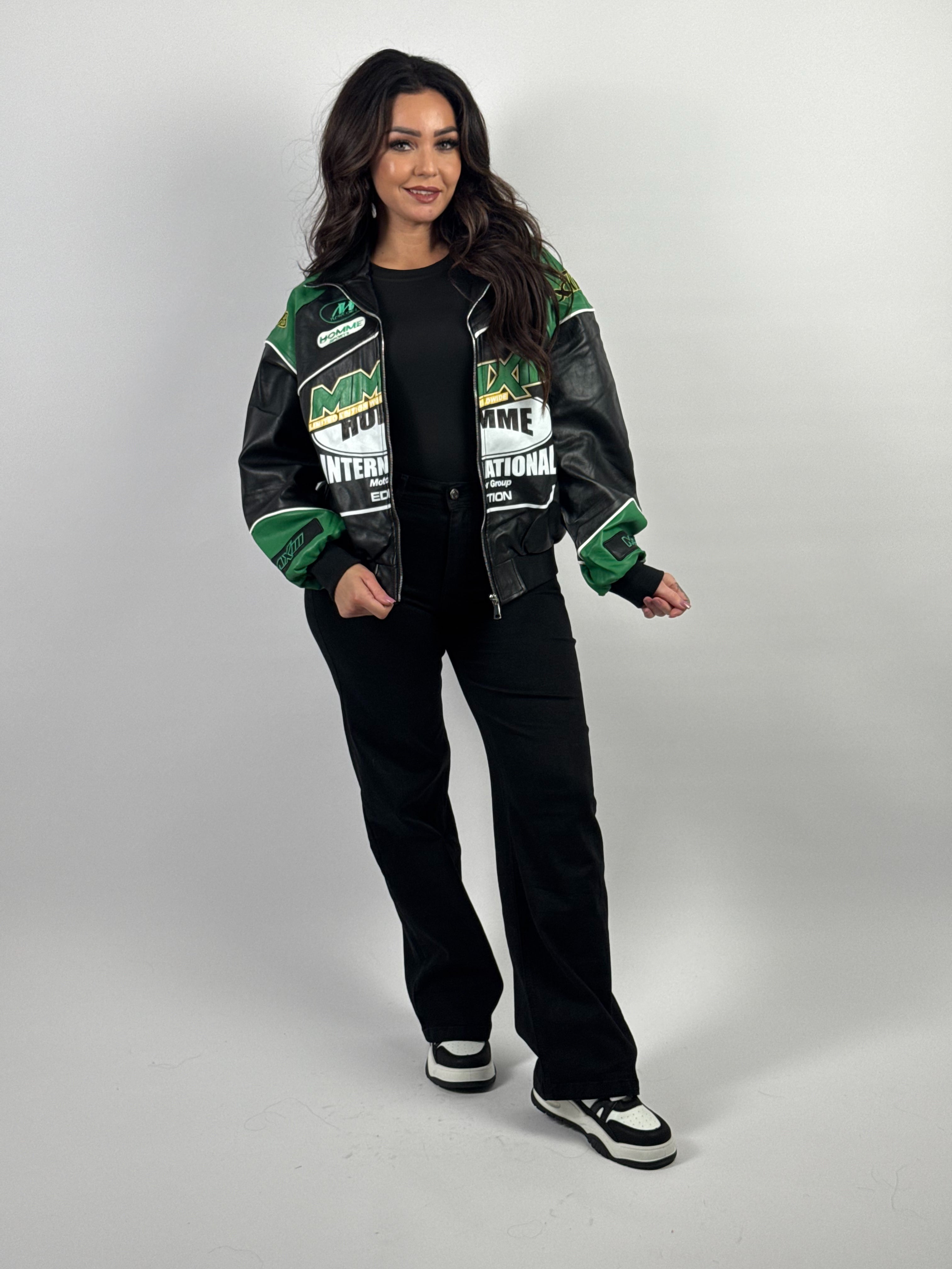 Jack Biker Leather Look Groen