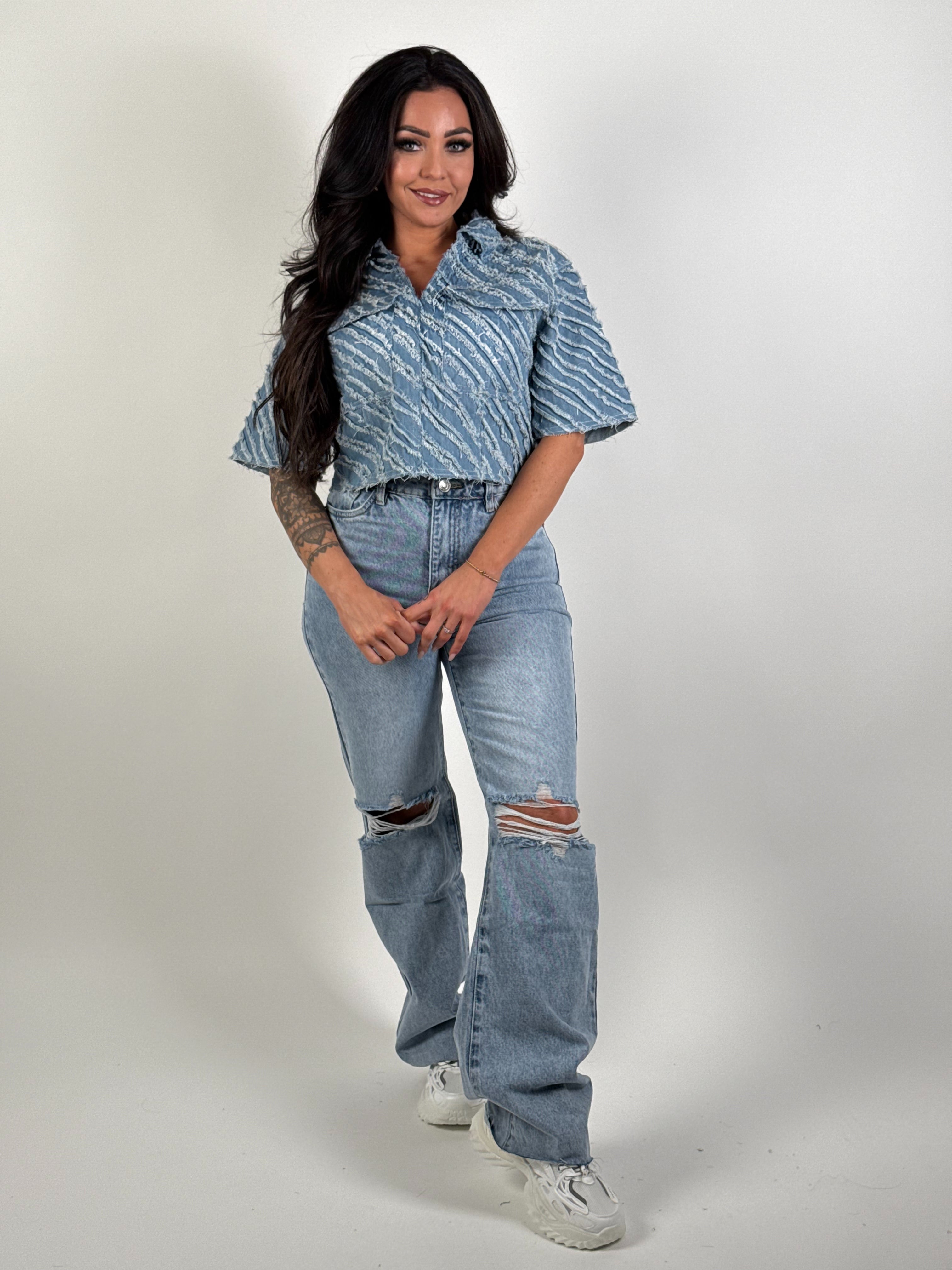 Jeans V 8656 Wide Leg Blauw