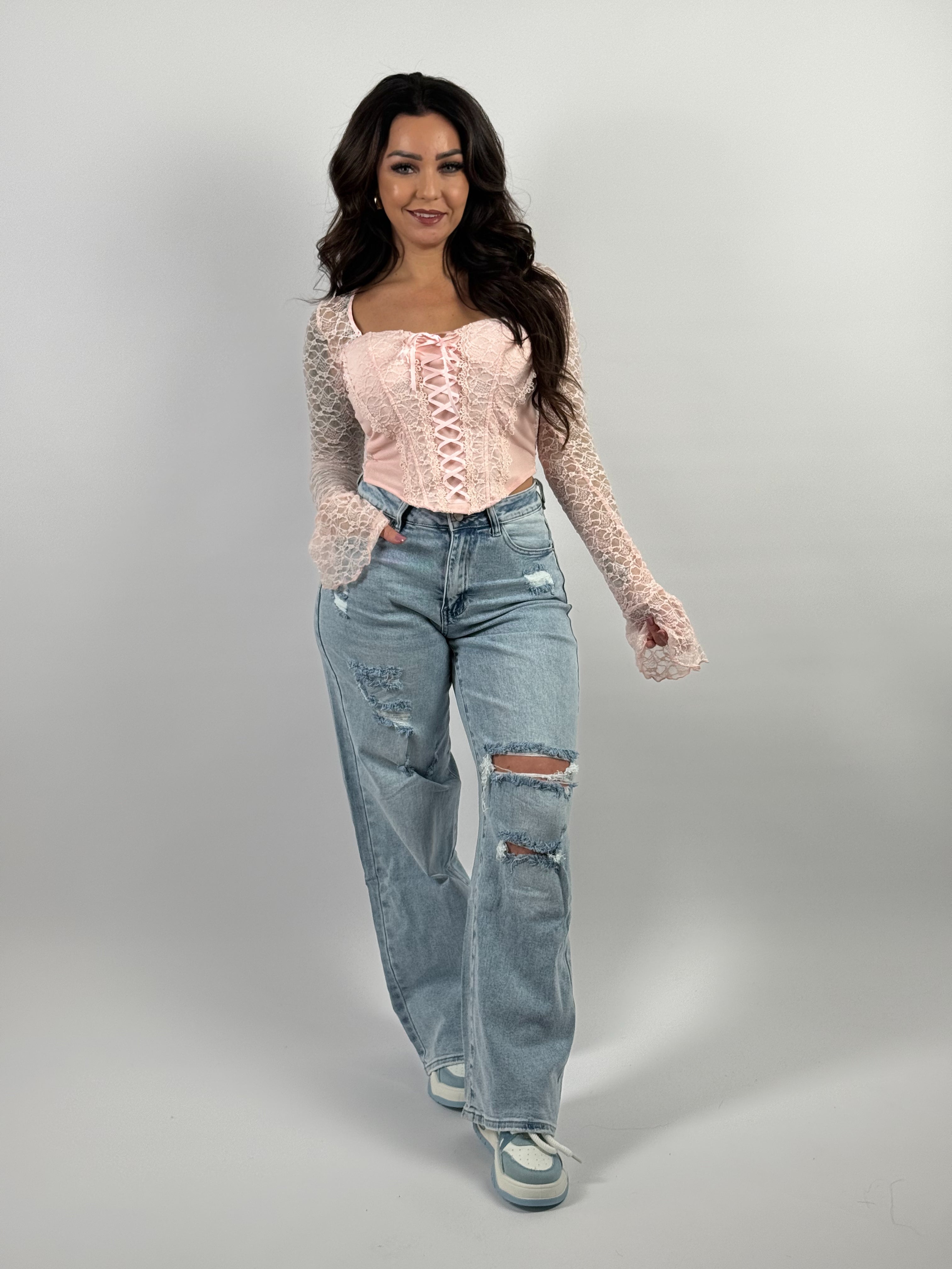 Top Lace/Veter 7358 Roze