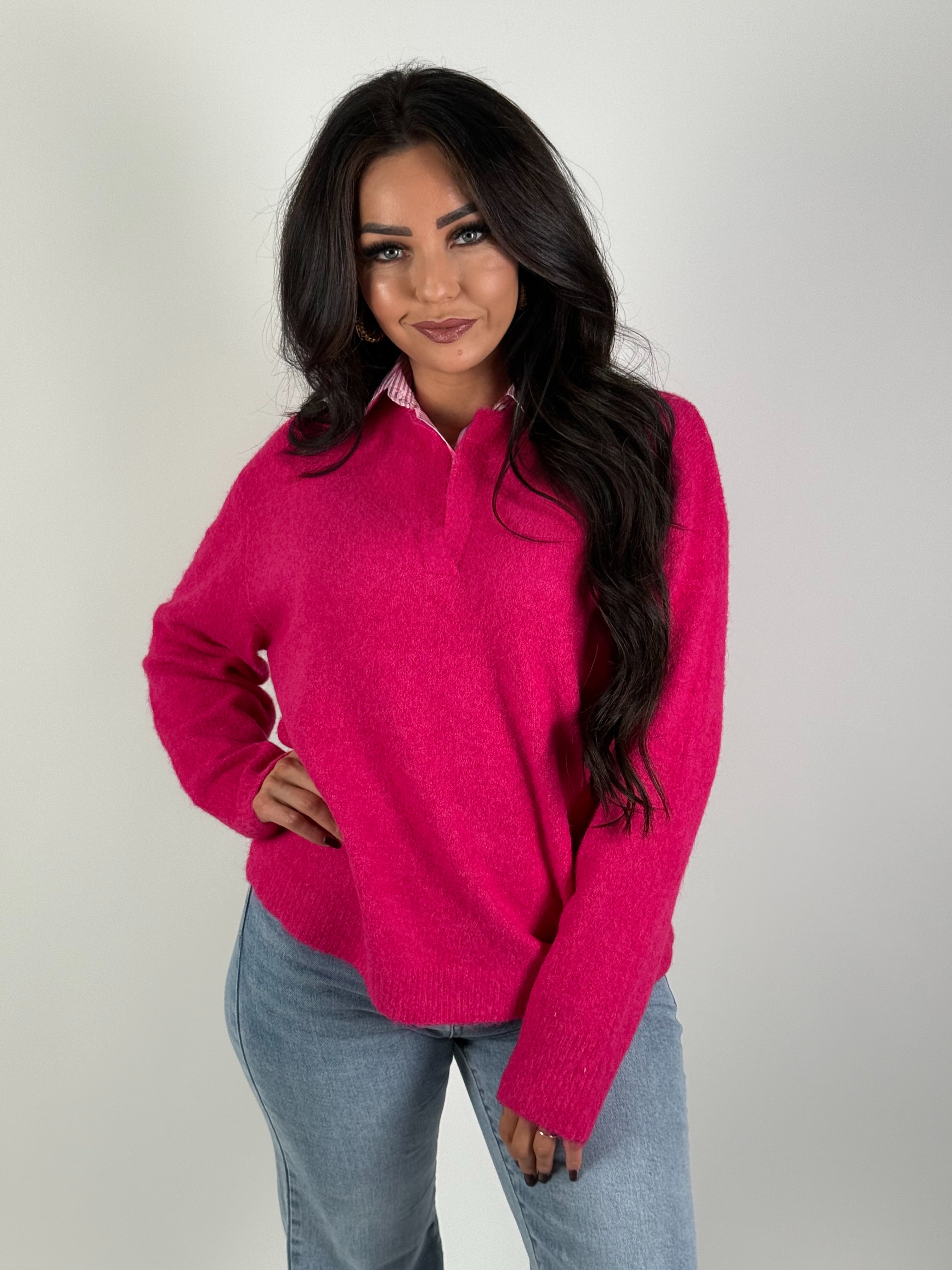 Trui 1626 Kraag Roze