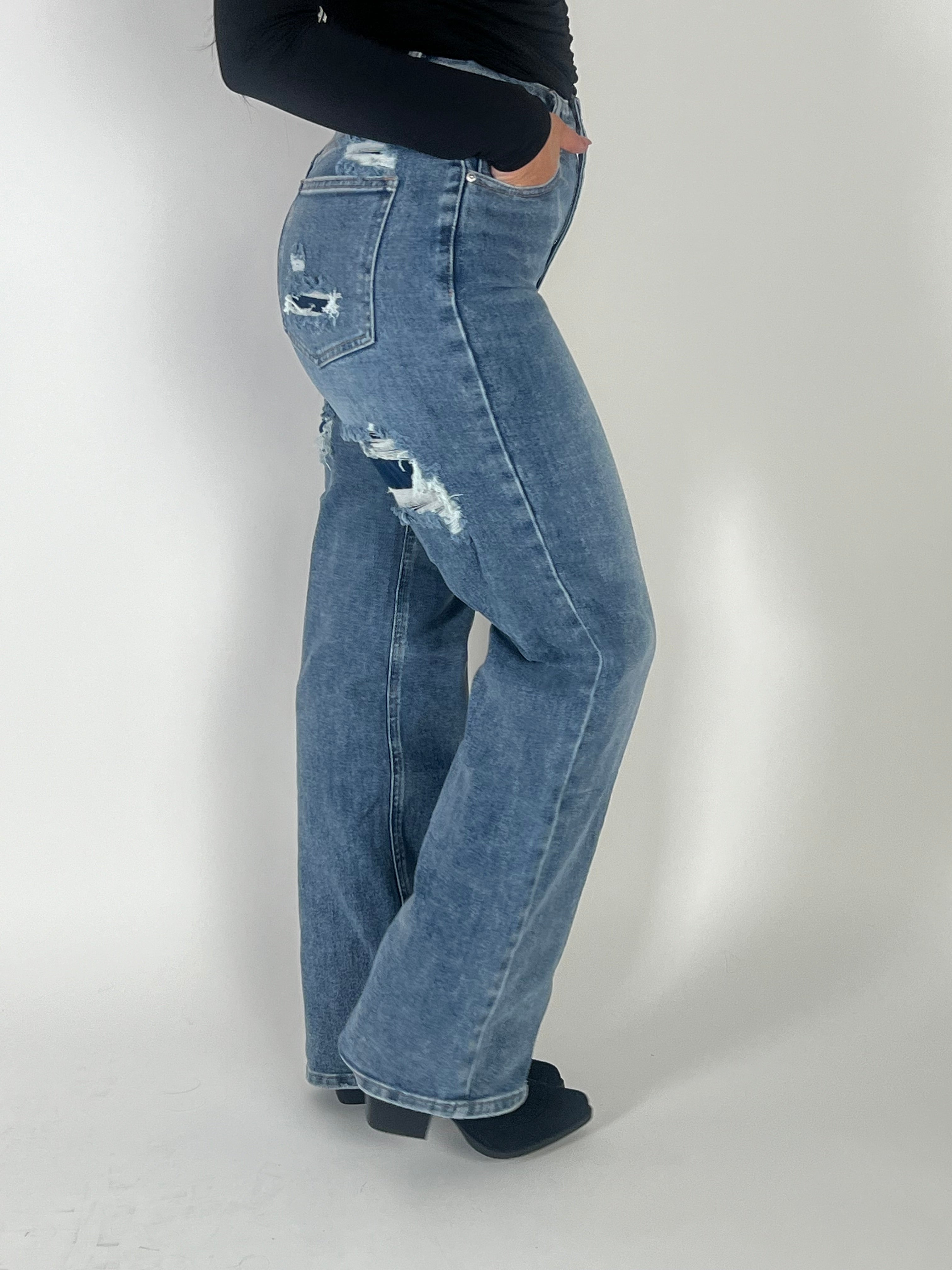 Jeans L 377-1 Wide Leg Blauw