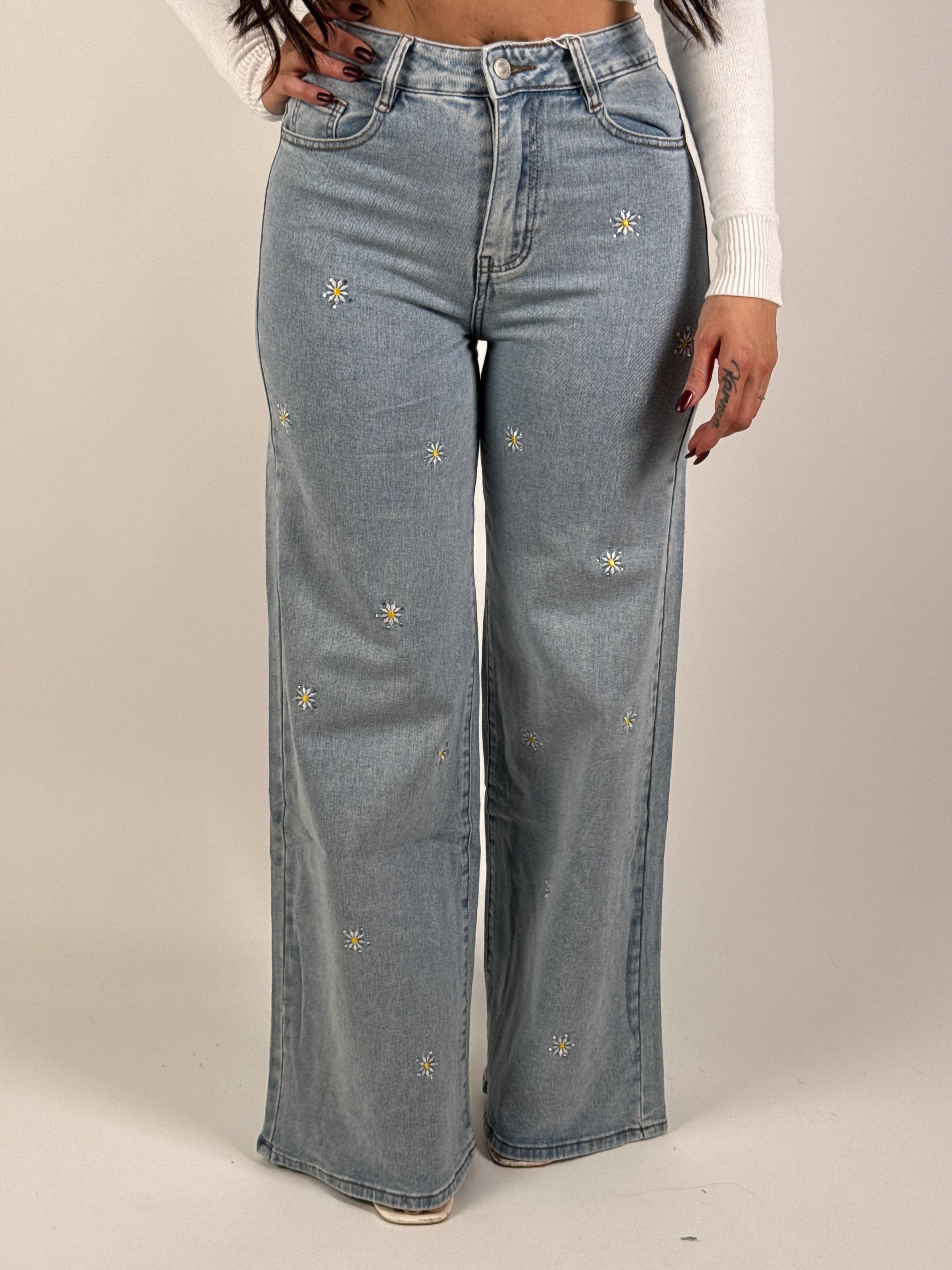 Jeans H 6700 Bloem Wide Leg Blauw