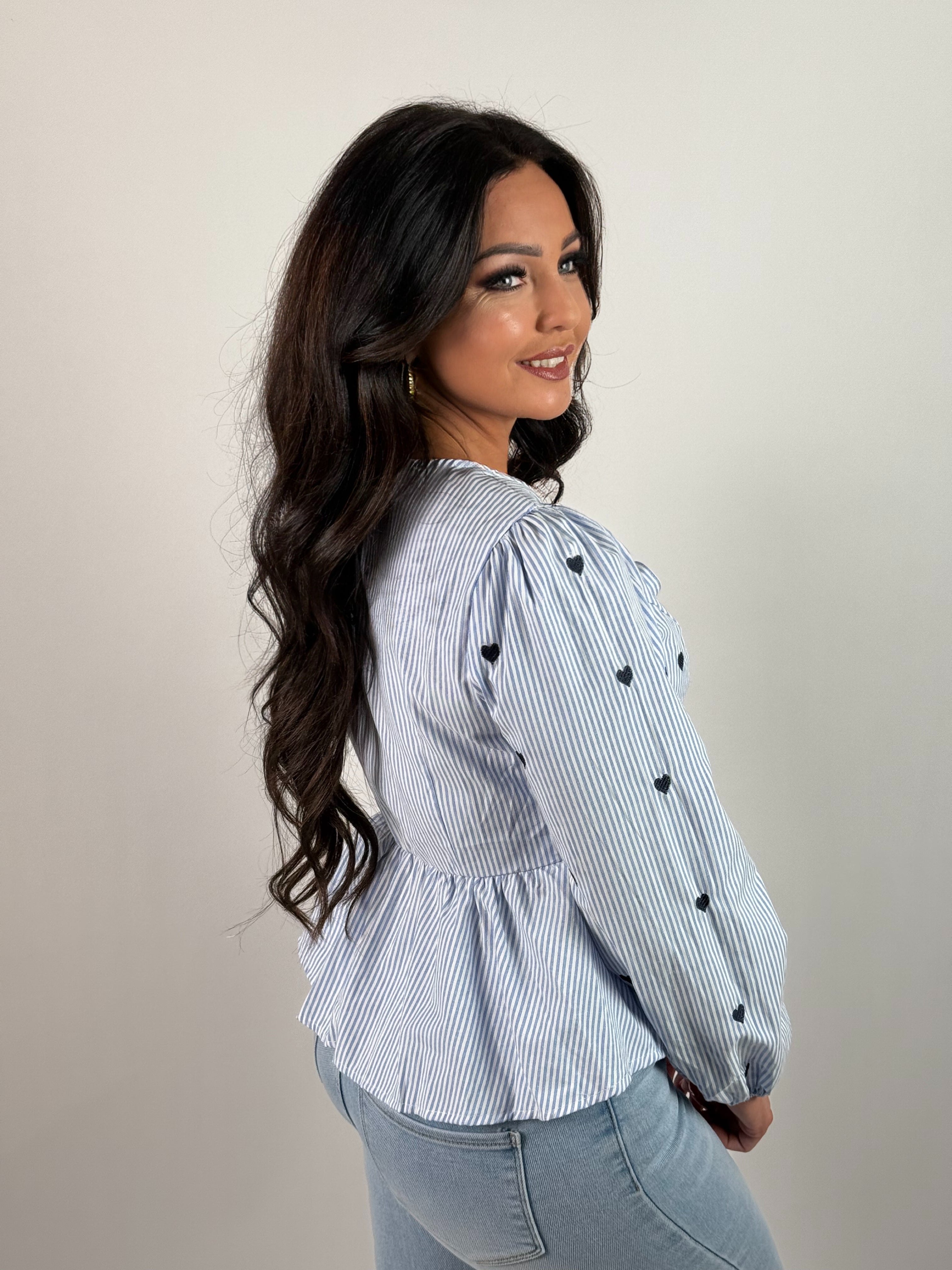 Blouse Hartjes/Strik Blauw