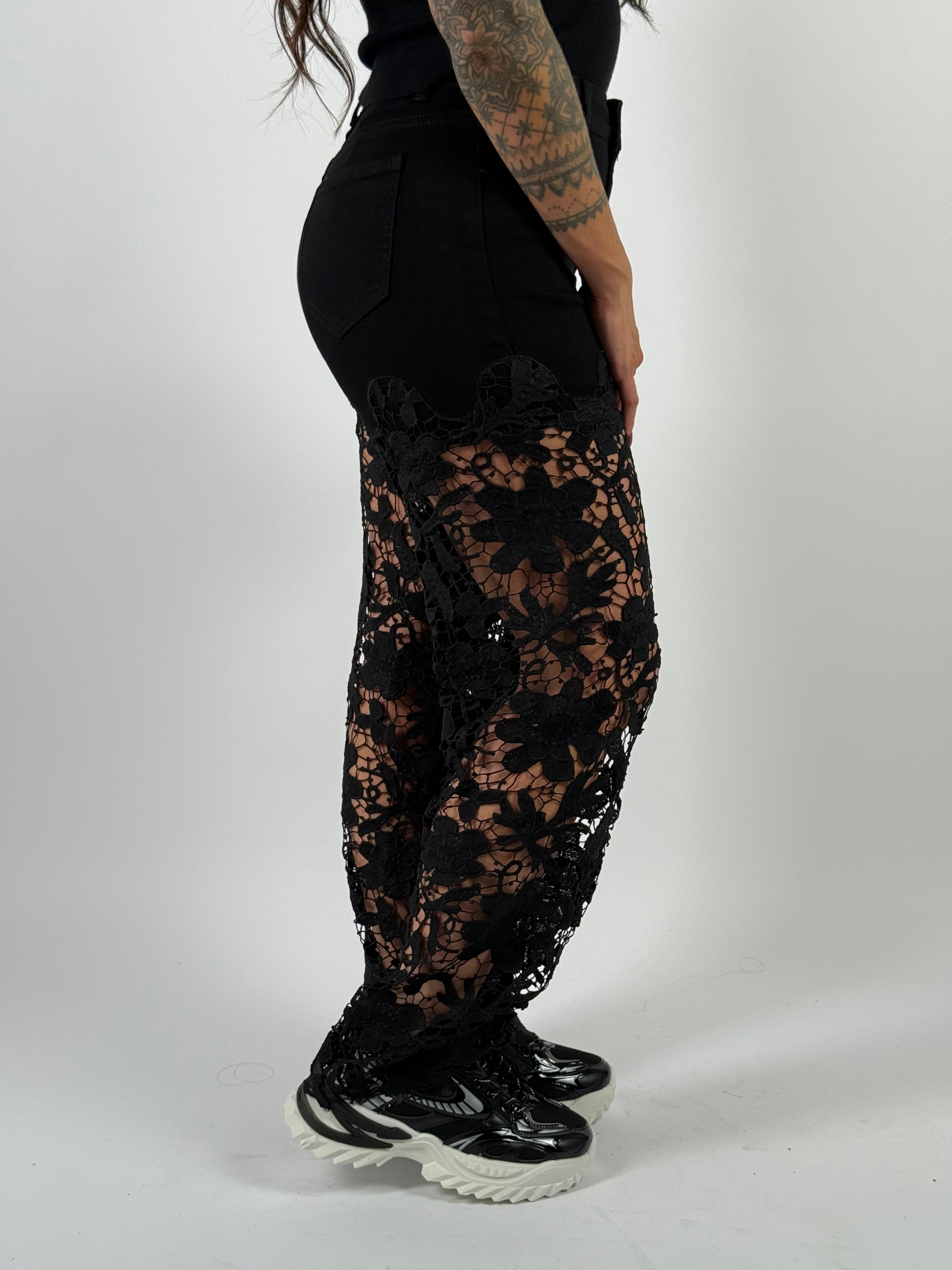 Jeans B 8210 Kant Wide Leg Zwart