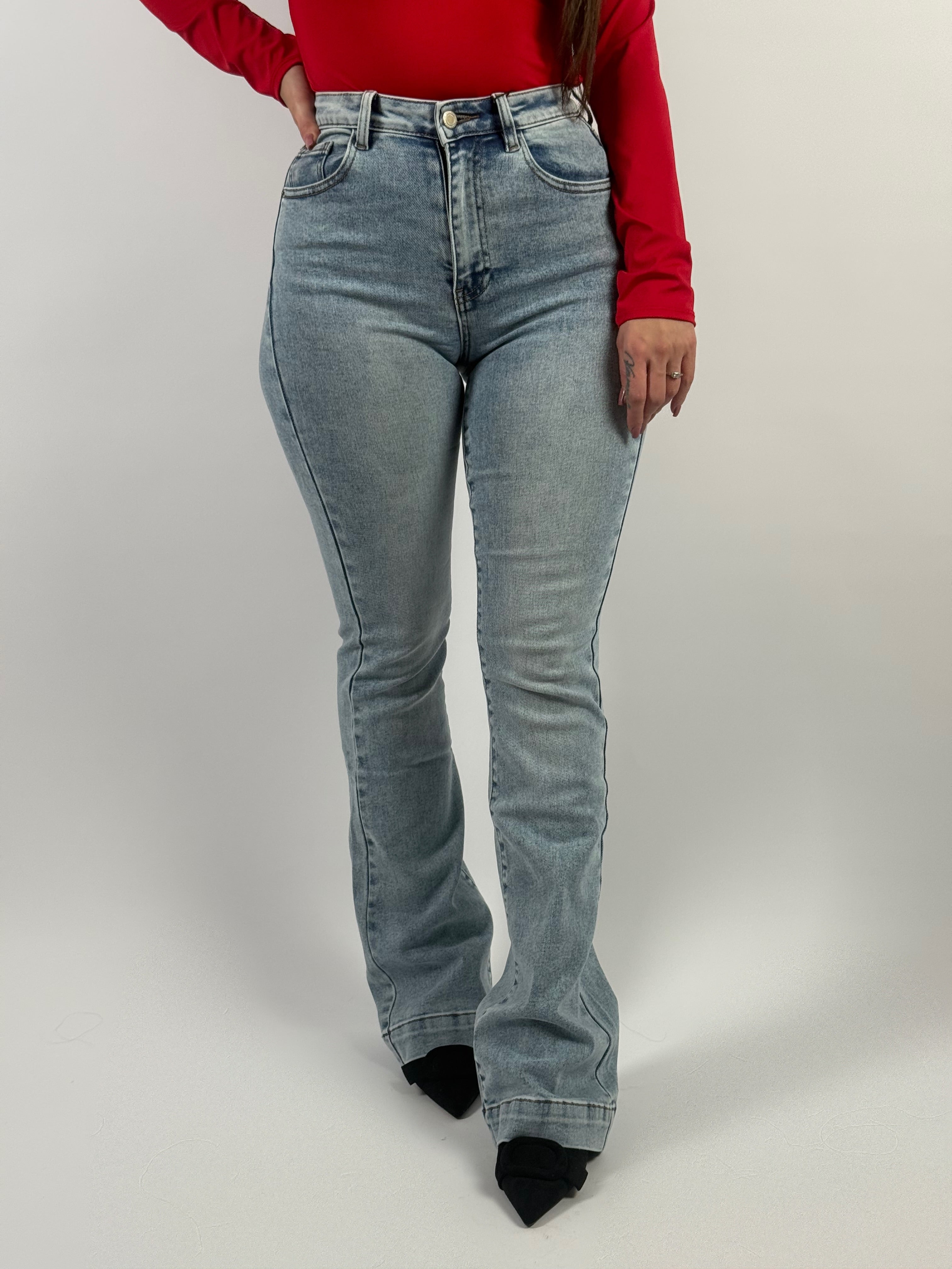Jeans L 6341-4 Long Flared Leg Blauw