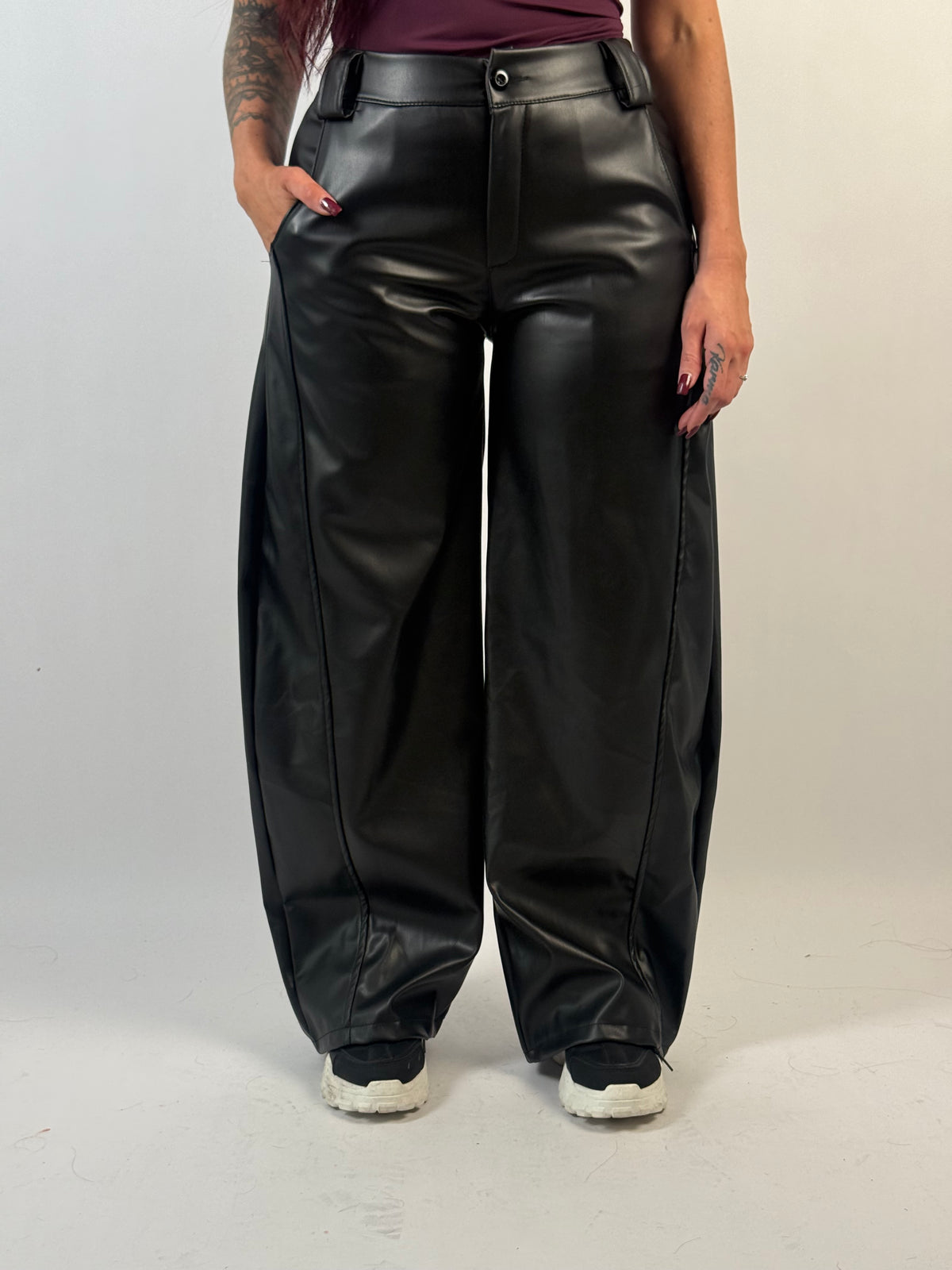 Broek Leer Look Bella Zwart