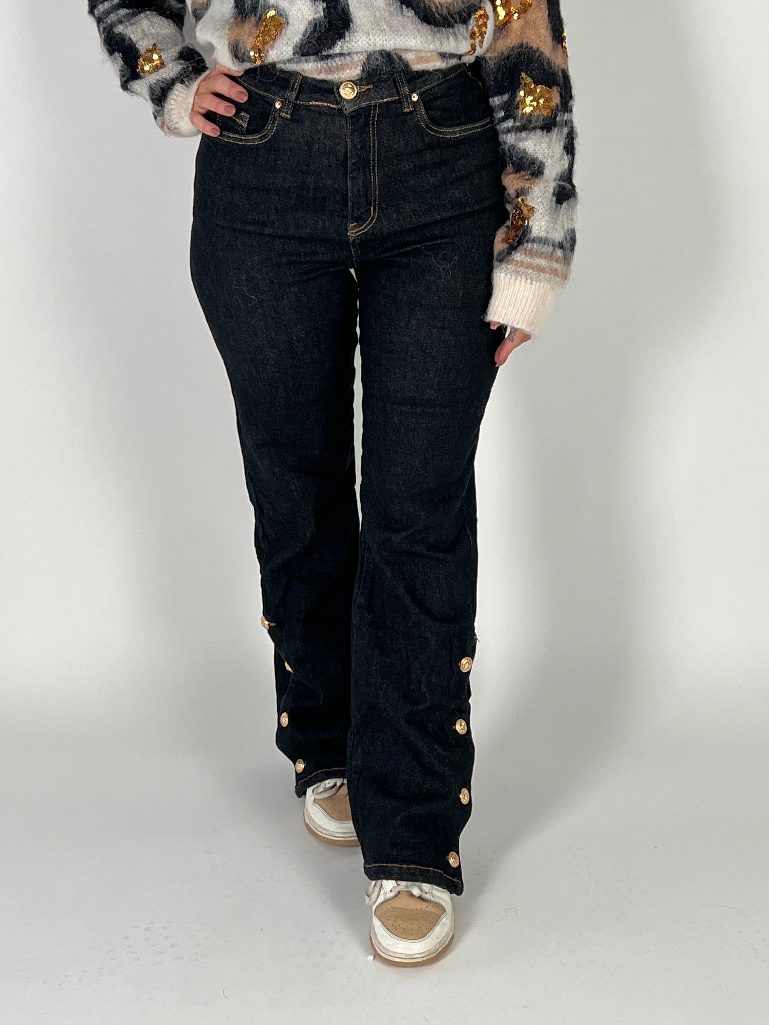 Jeans V 8043 Knoop Flared Zwart