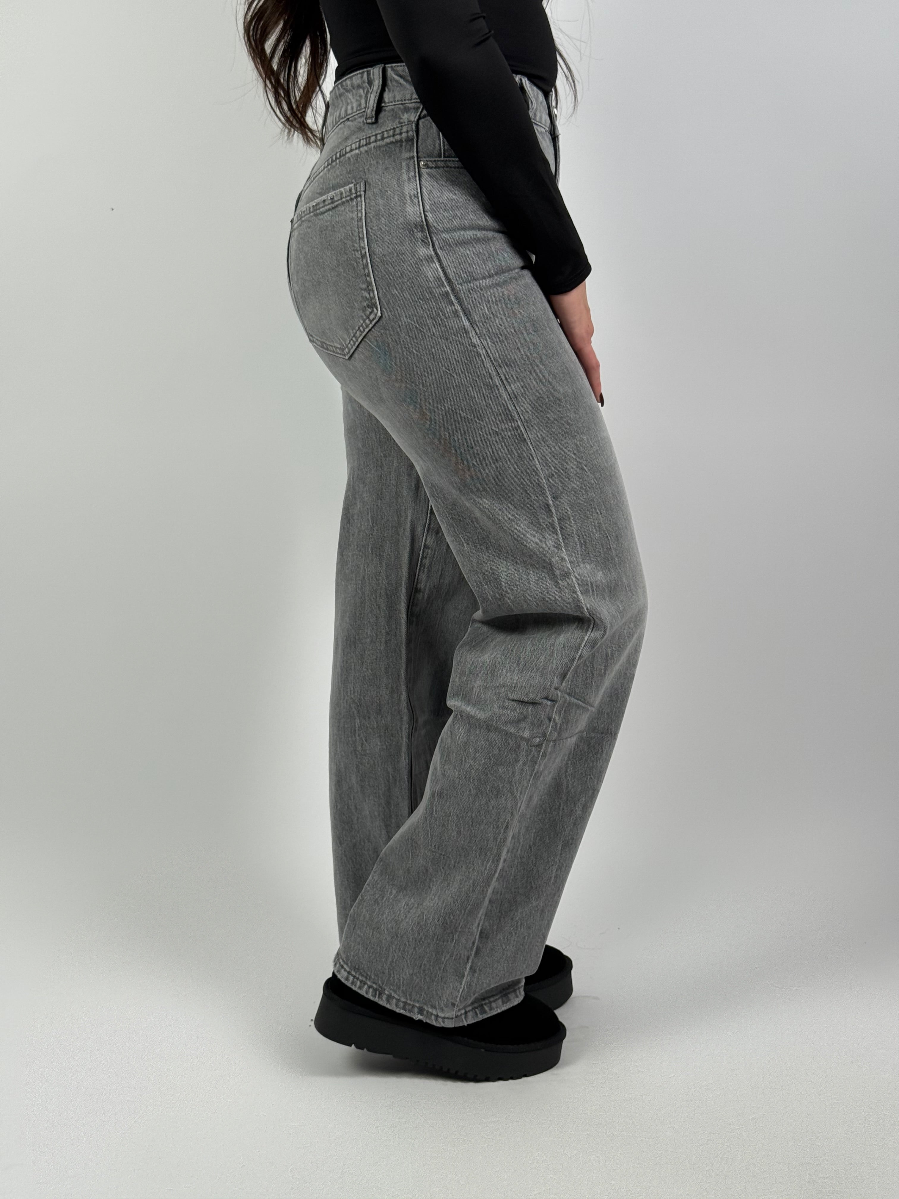 Jeans B 6878 Wide Leg Grijs