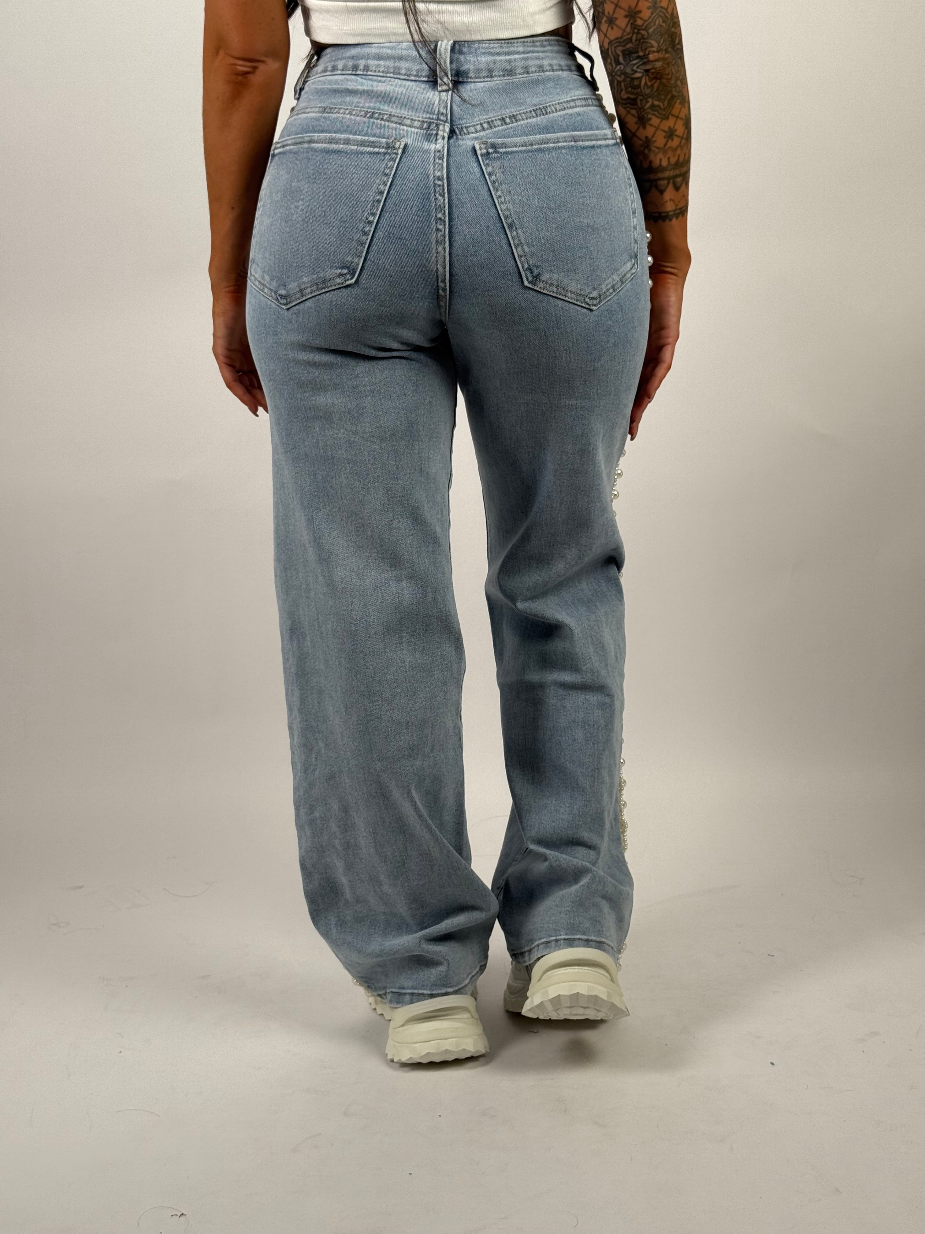 Jeans L 6032 Parel Wide Leg Blauw