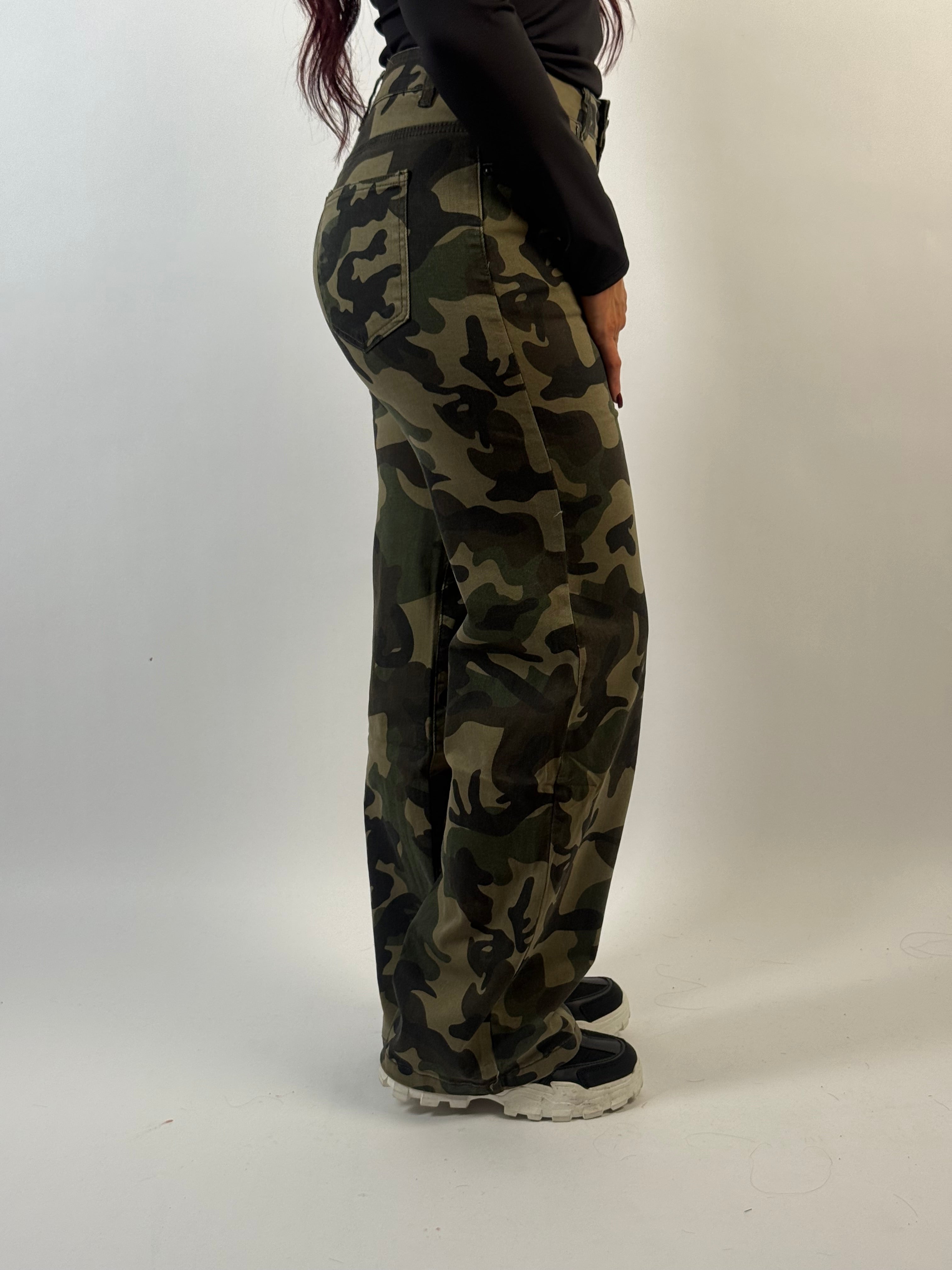 Jeans B Camou 16165 Wide Groen