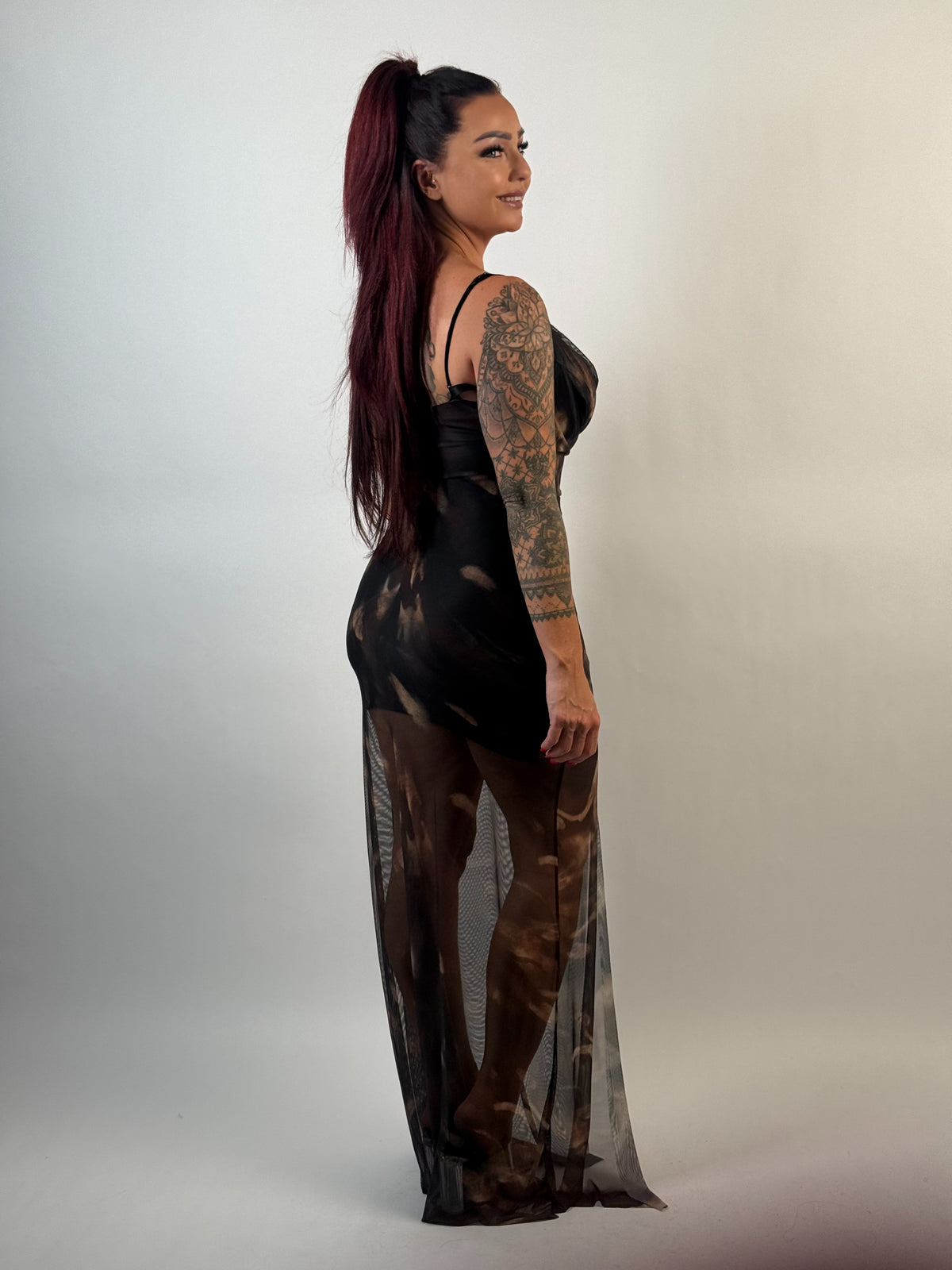 Jurk Mandy Mesh Bruin