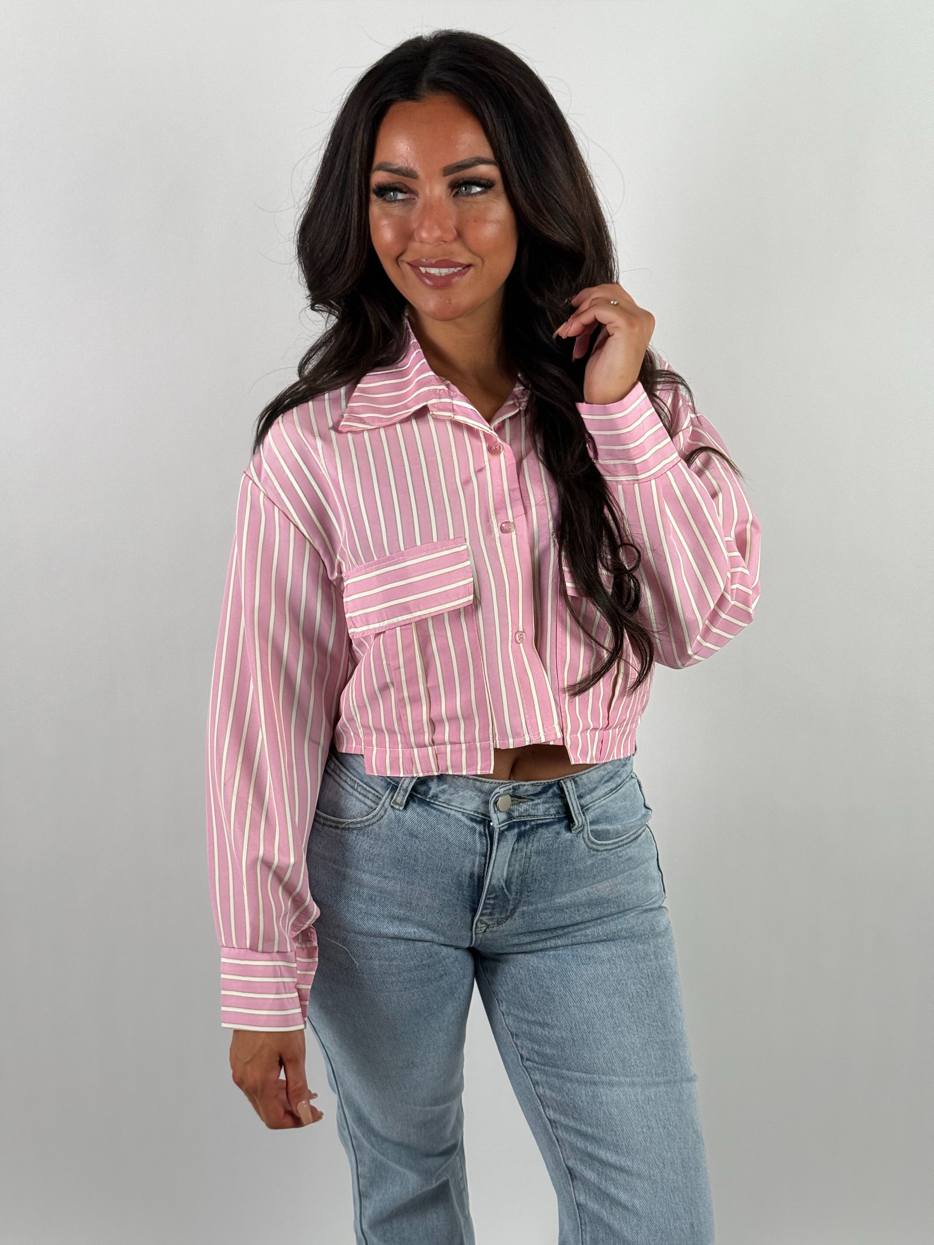 Blouse Streep 421 Roze
