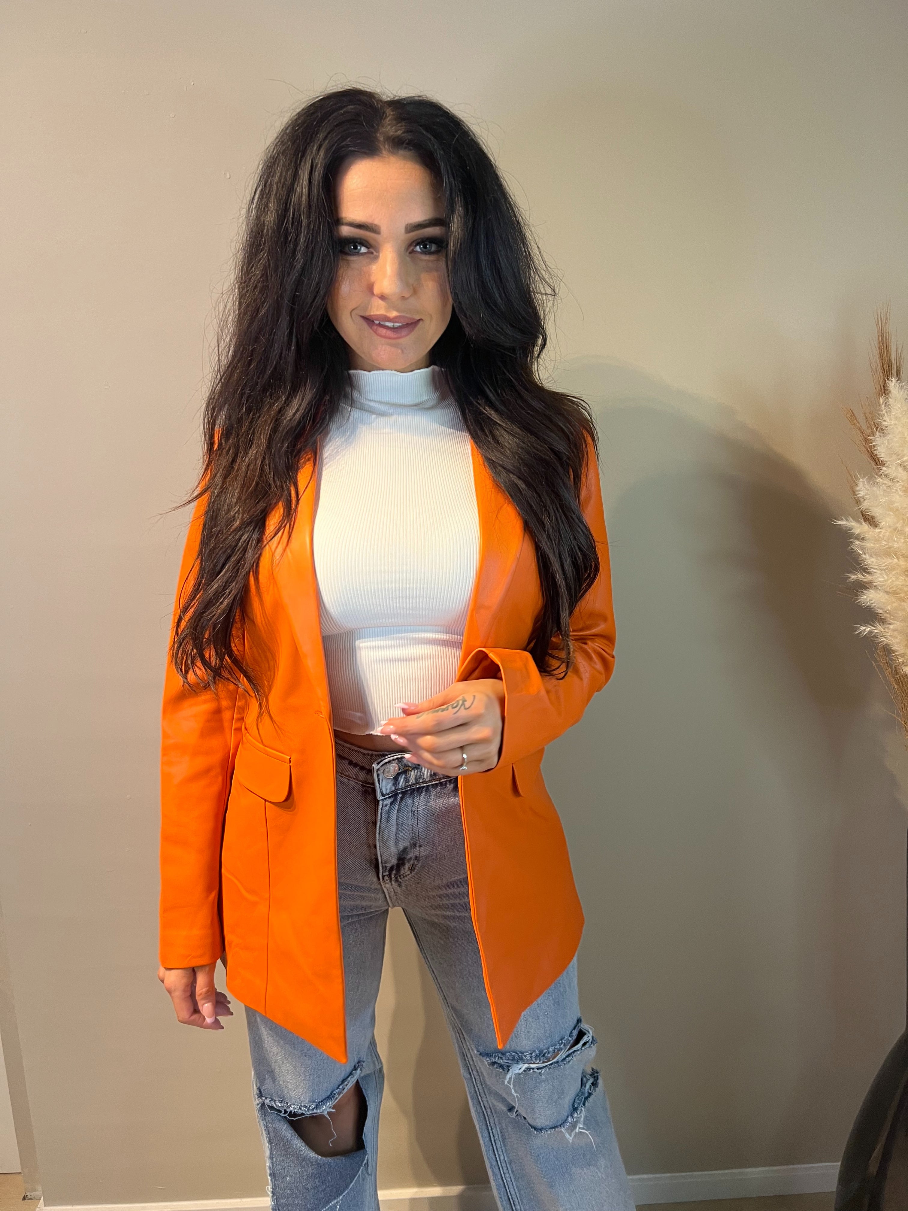 Blazer Cuir Orange