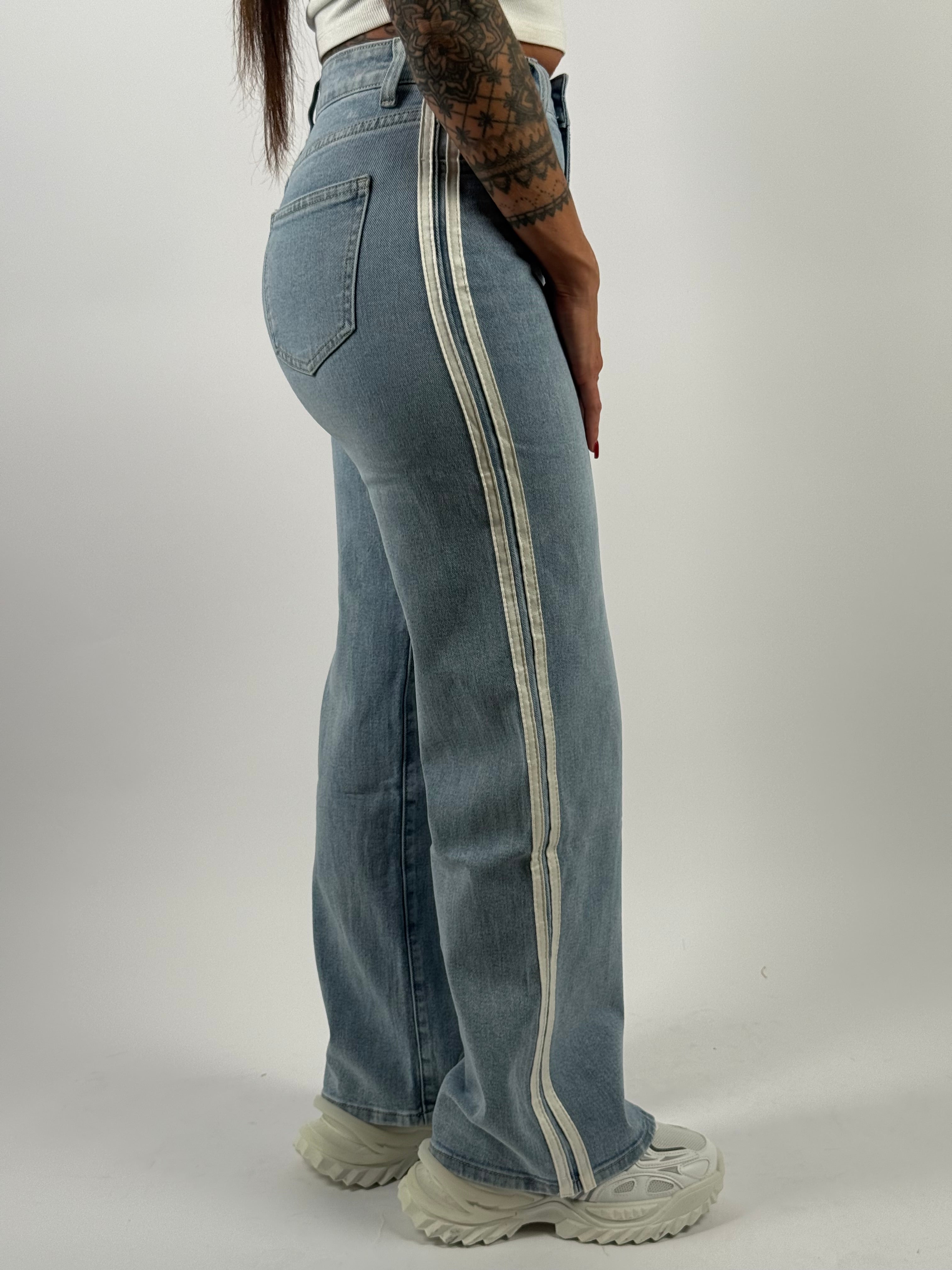 Jeans M 623-1 Streep Wide Leg Blauw