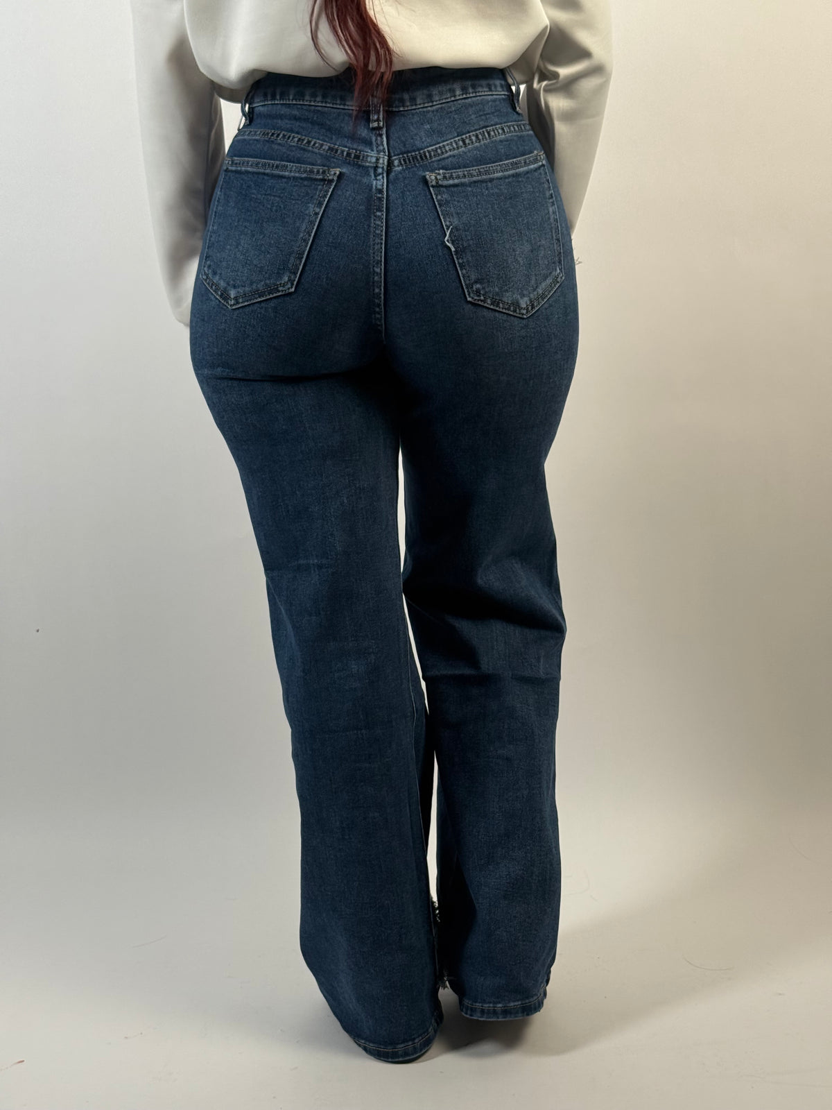 Jeans B 16102 Fringe Wide Blauw