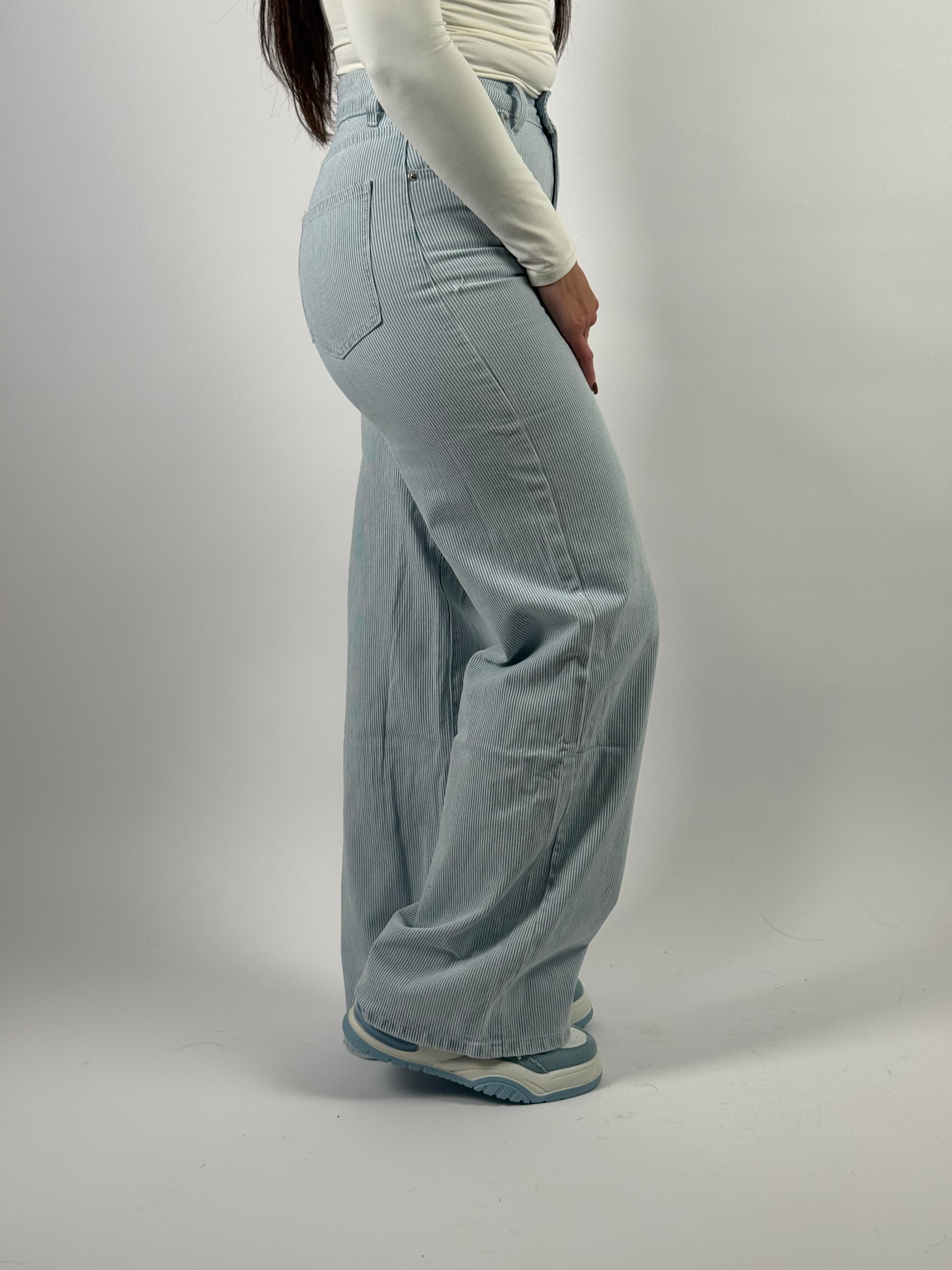 Jeans M 941 Streep Wide Leg Blauw