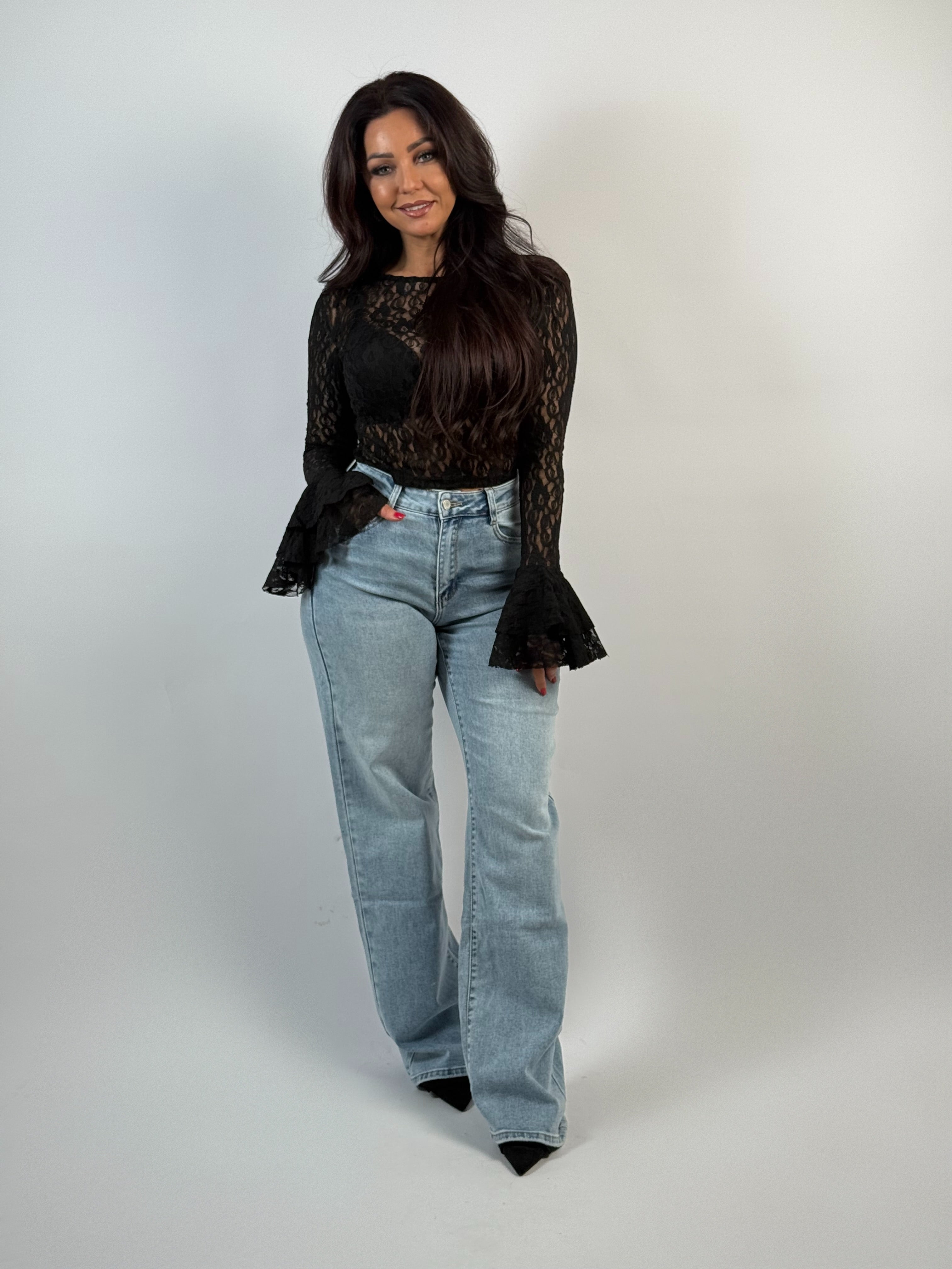 Jeans L 6416-1 Long Wide Leg Blauw
